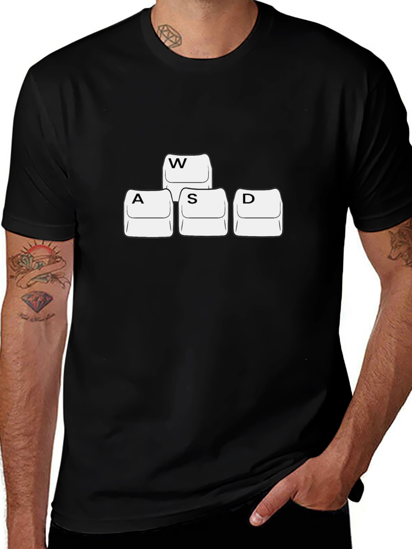 Gamer Keyboard WASD T-Shirt - Black Cotton Tee