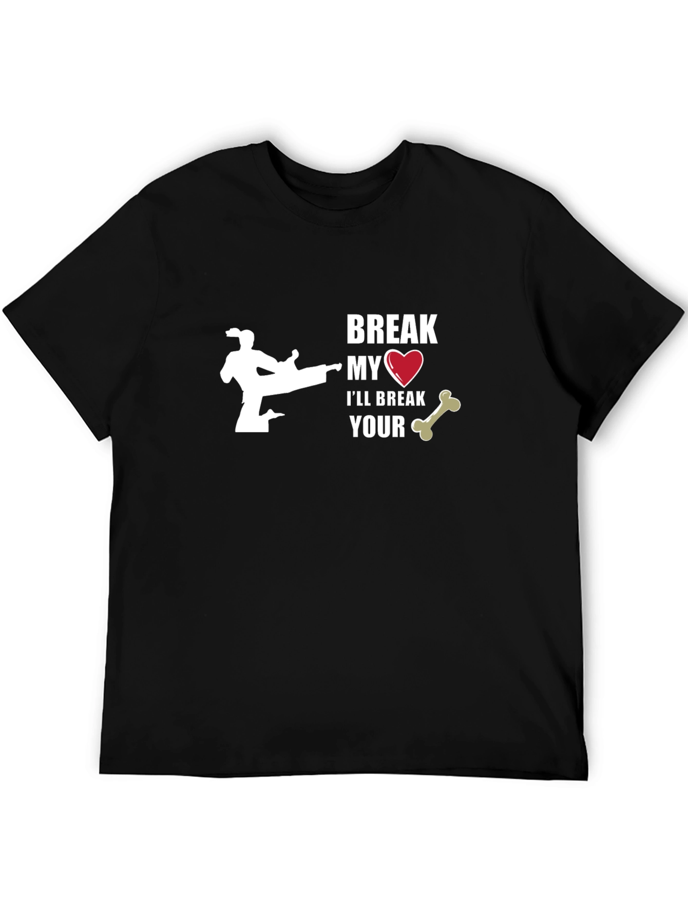 Break My Heart Karate Black Graphic T-Shirt
