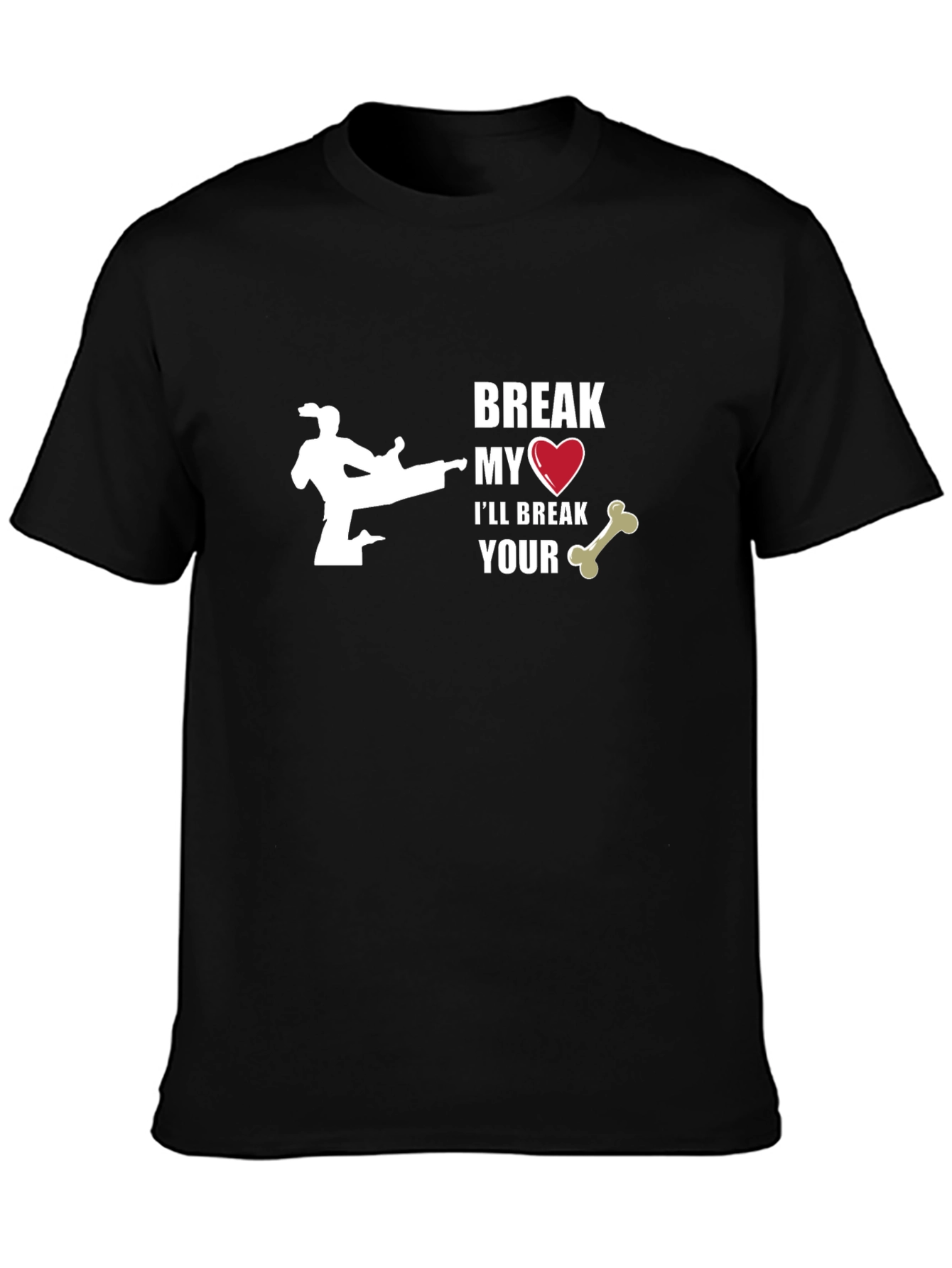 Break My Heart Karate Black Graphic T-Shirt