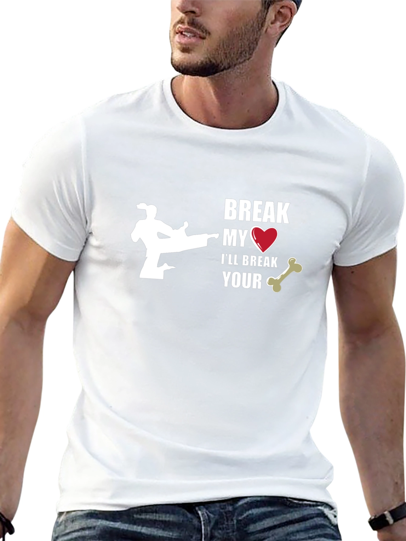 Break My Heart Karate Black Graphic T-Shirt