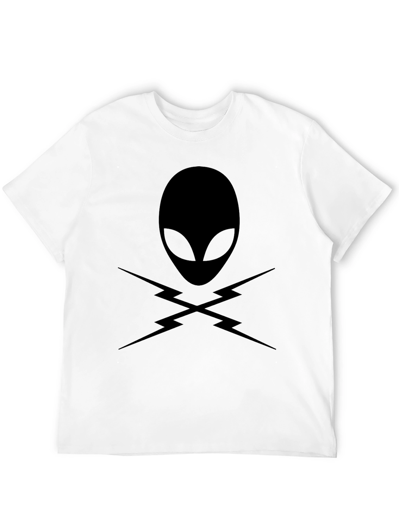 Alien Head with Lightning Bolts T-Shirt - Black