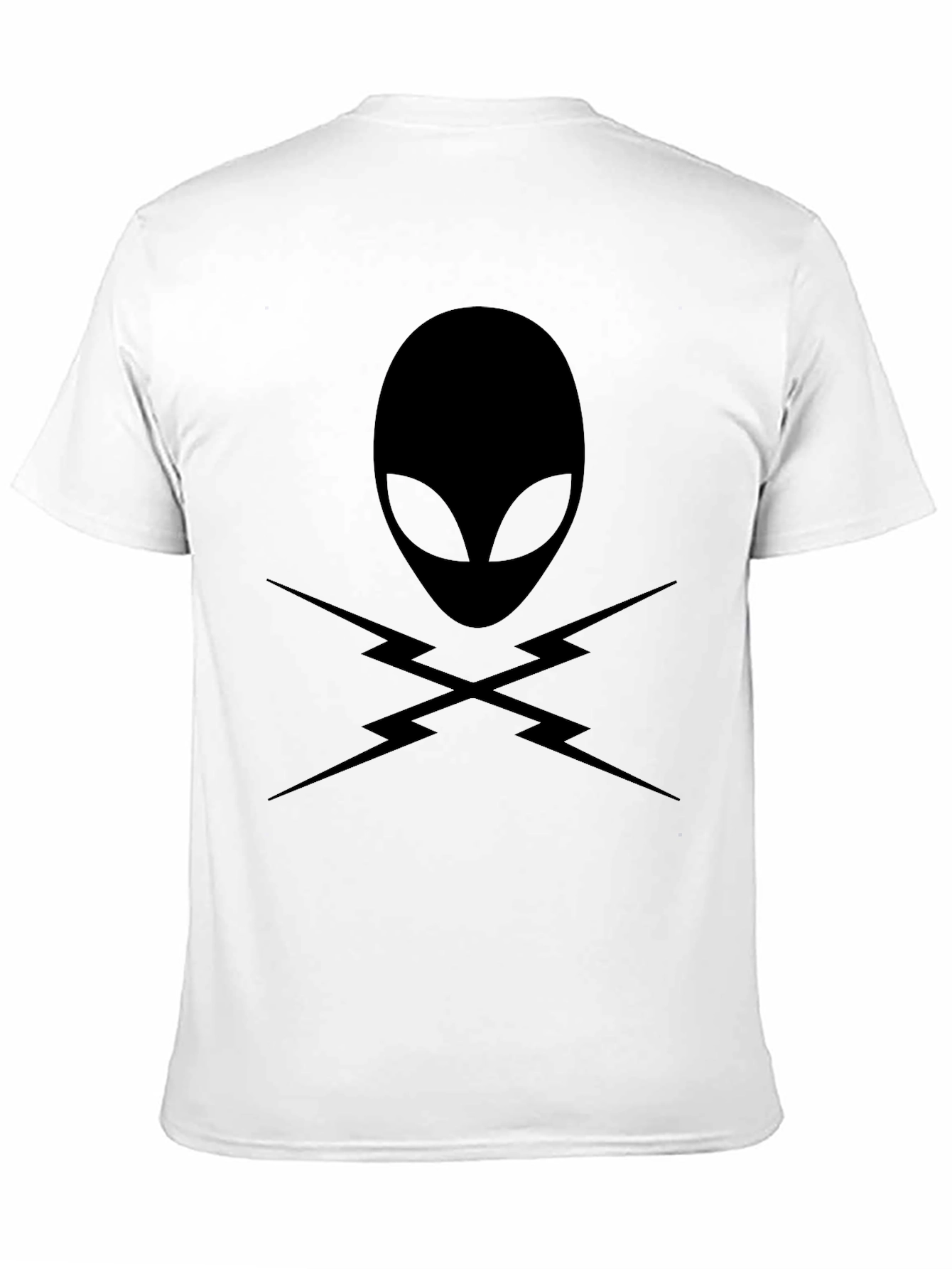 Alien Head with Lightning Bolts T-Shirt - Black