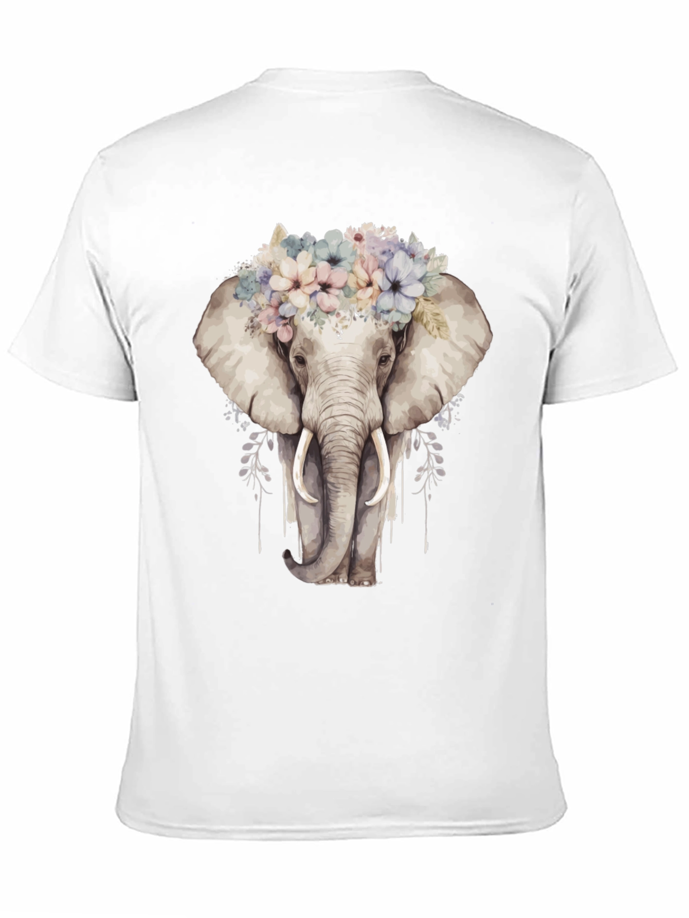 Floral Elephant Graphic Tee - Black