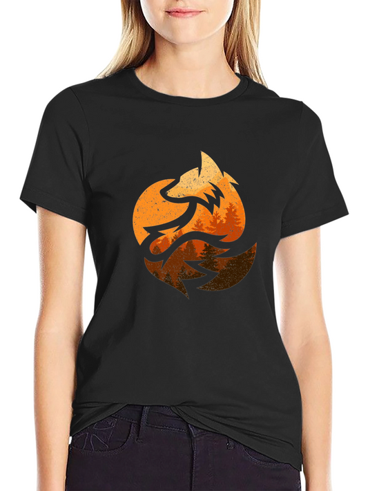 Fox & Forest Graphic Print Tee - Nature Inspired Design