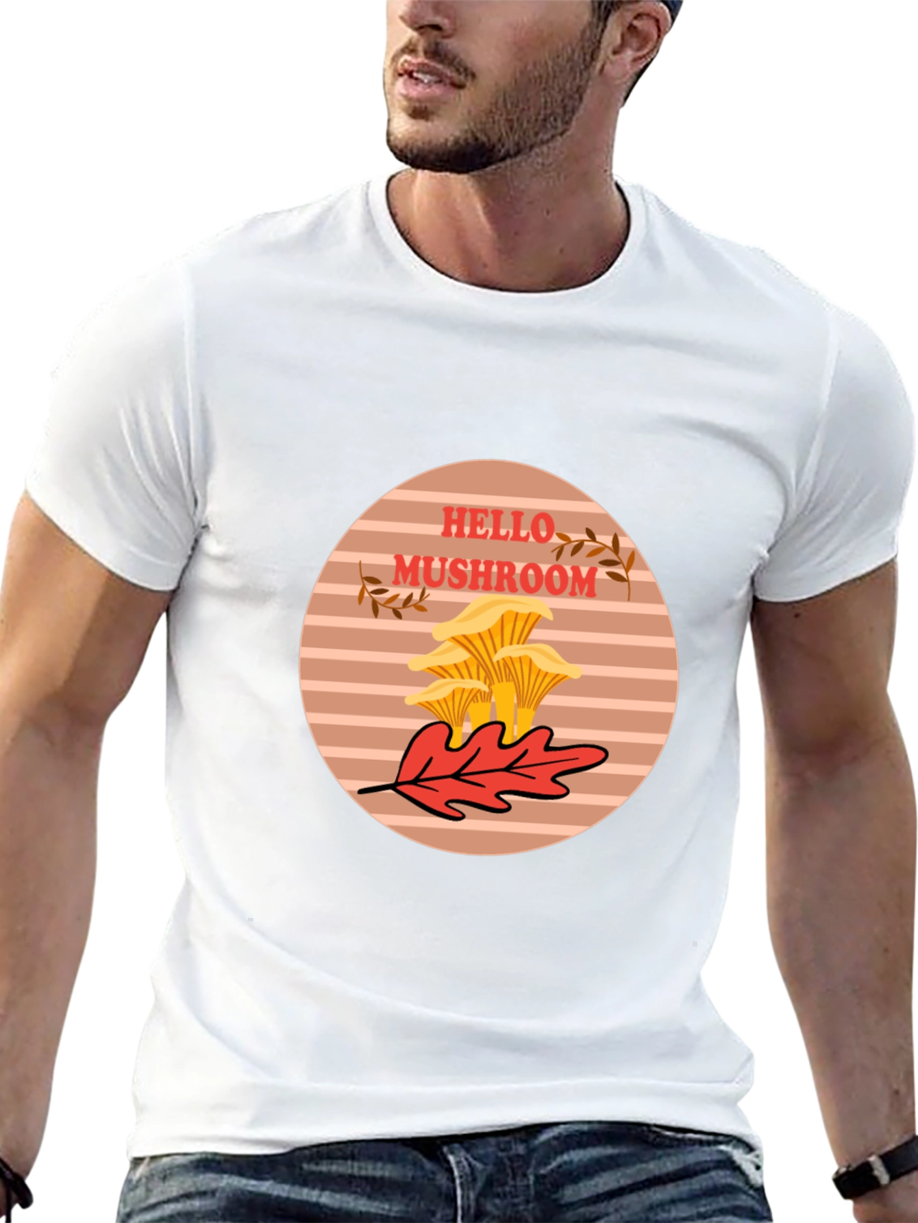 Hello Mushroom Graphic Tee - Unisex Black T-Shirt
