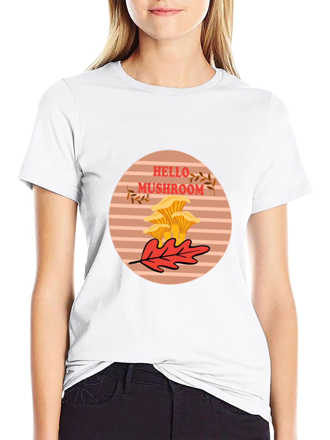 Hello Mushroom Graphic Tee - Unisex Black T-Shirt