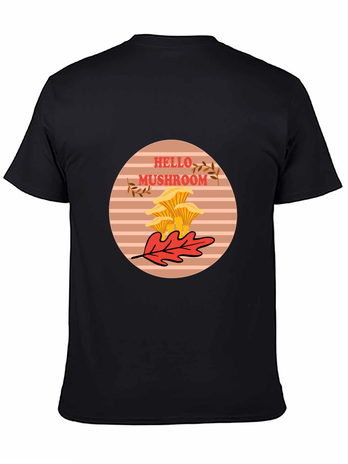 Hello Mushroom Graphic Tee - Unisex Black T-Shirt