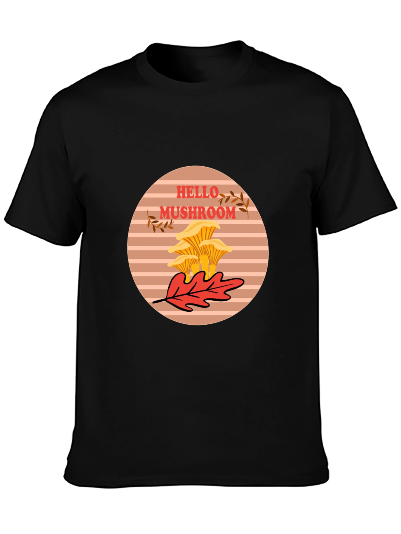 Hello Mushroom Graphic Tee - Unisex Black T-Shirt