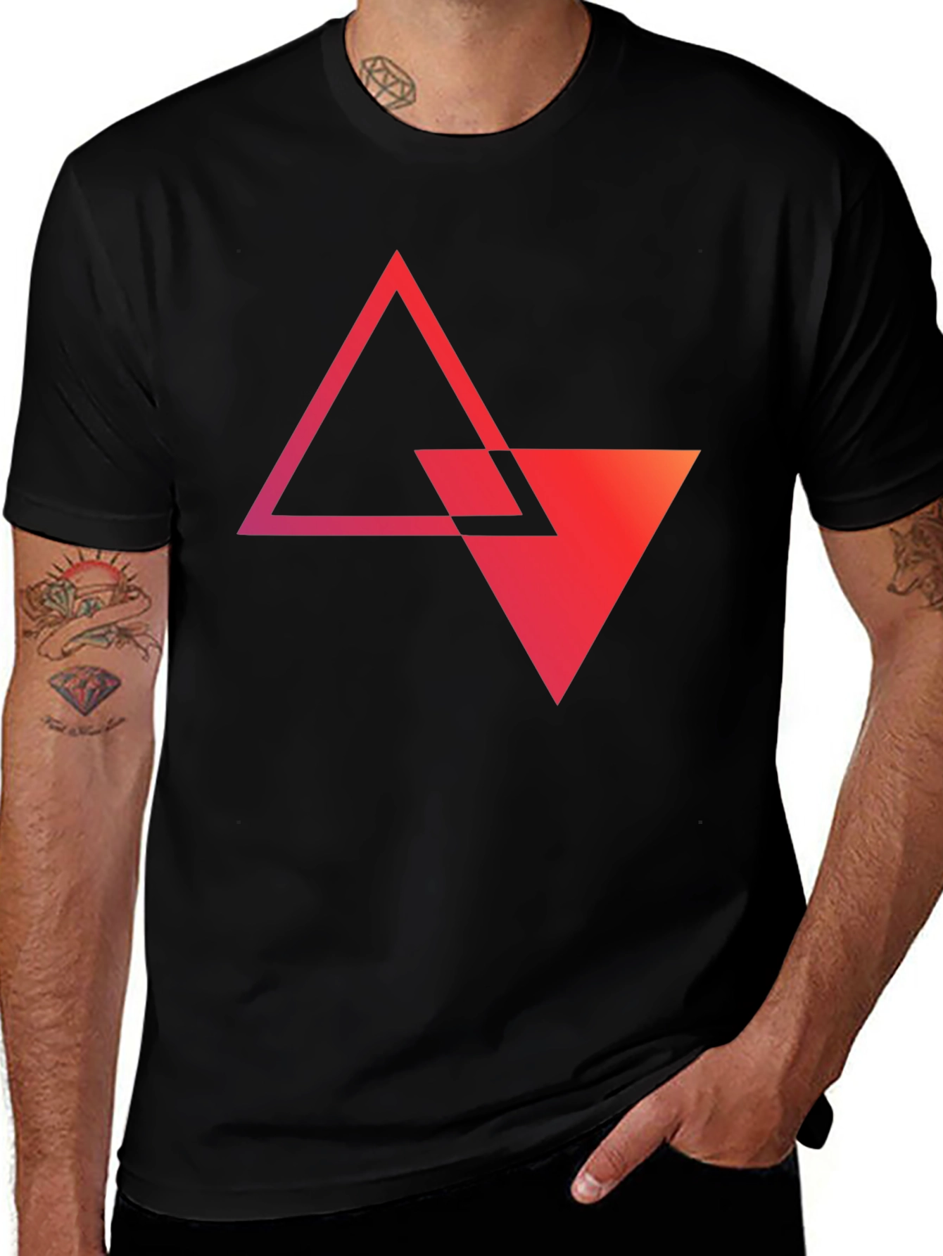 Geometric Triangle Graphic Tee - Modern Style