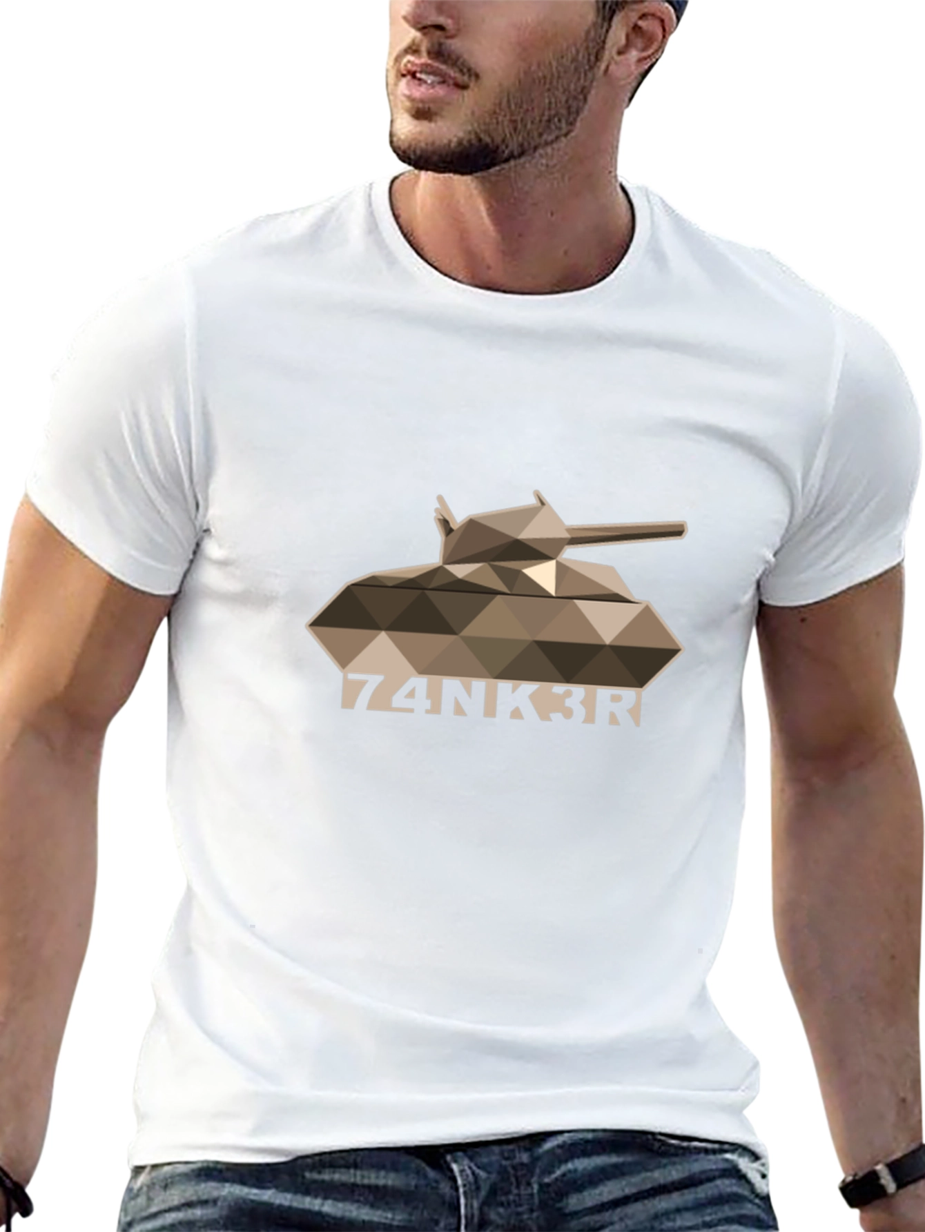 Geometric Tank Graphic T-Shirt - 74NK3R Design