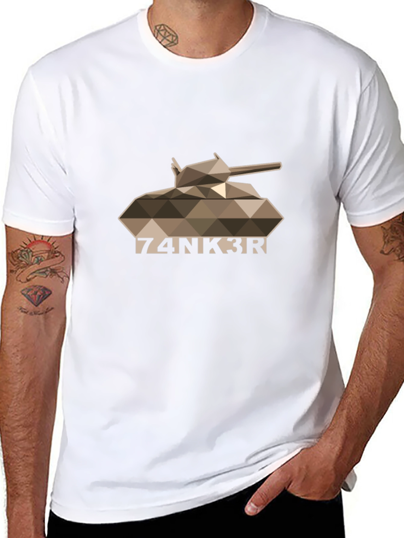 Geometric Tank Graphic T-Shirt - 74NK3R Design