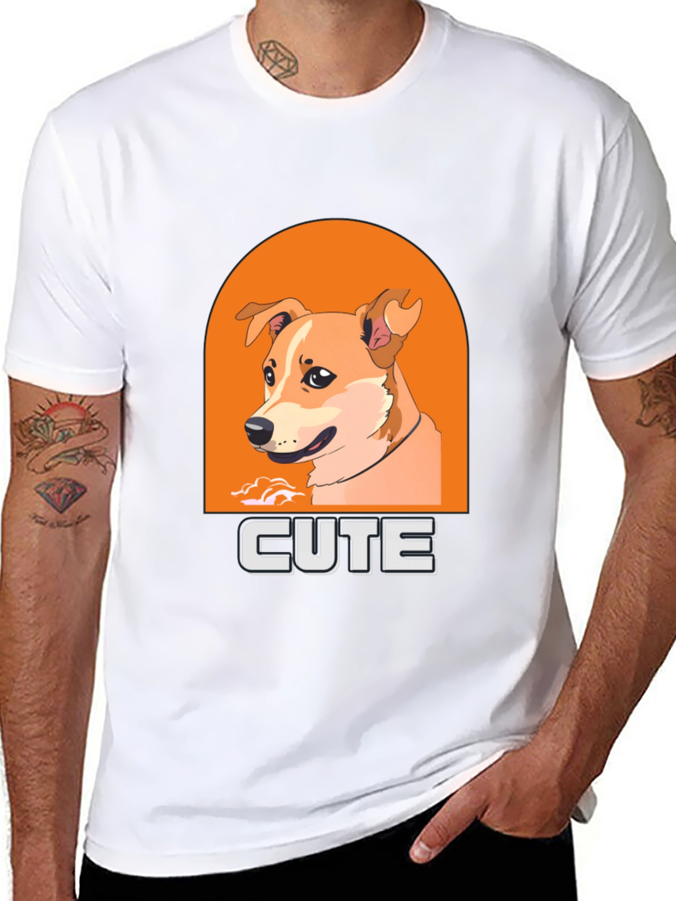 Cute Dog Graphic T-Shirt - Mens Black Tee