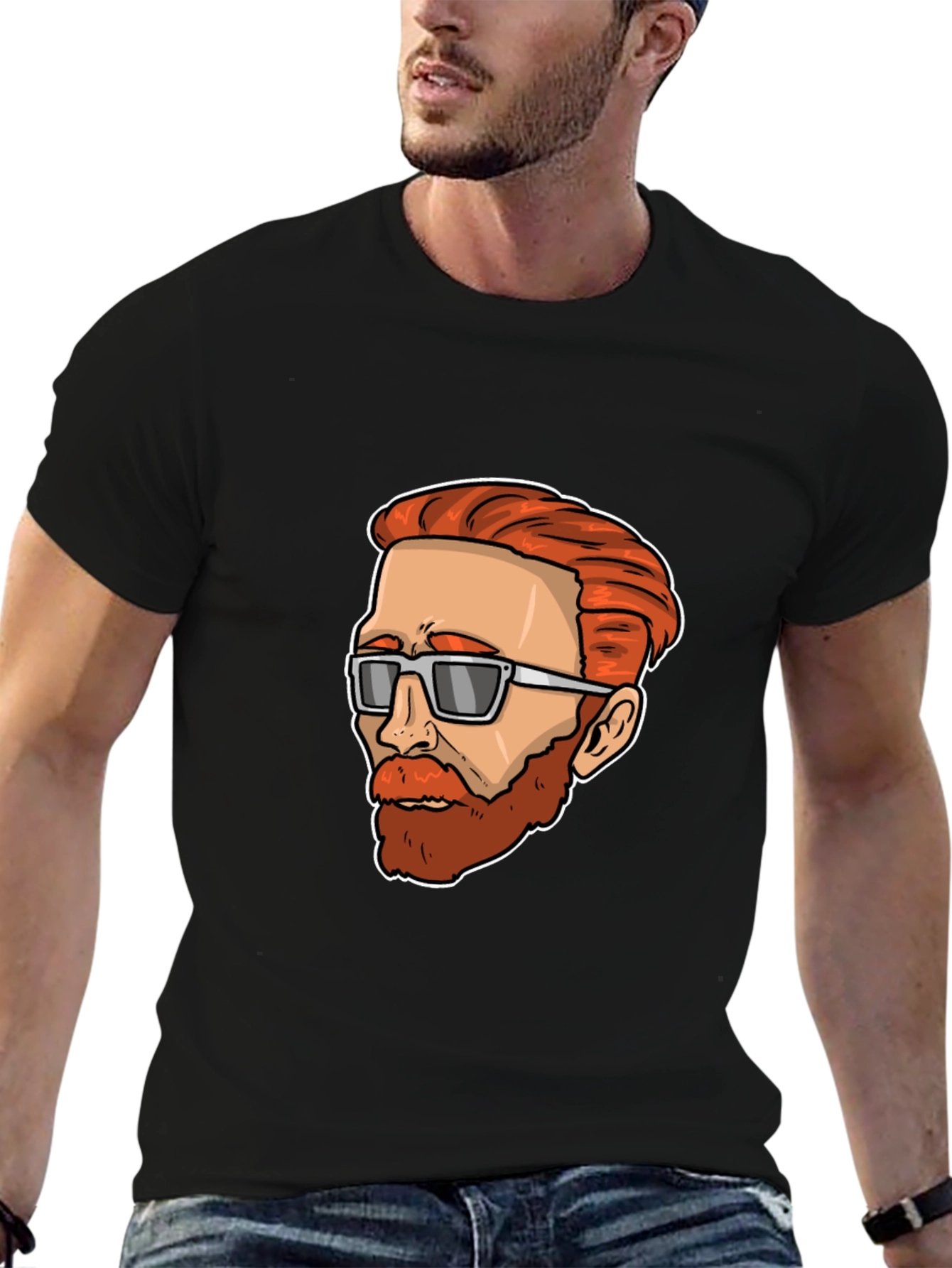 Cool Cartoon Van Gogh Black Tee
