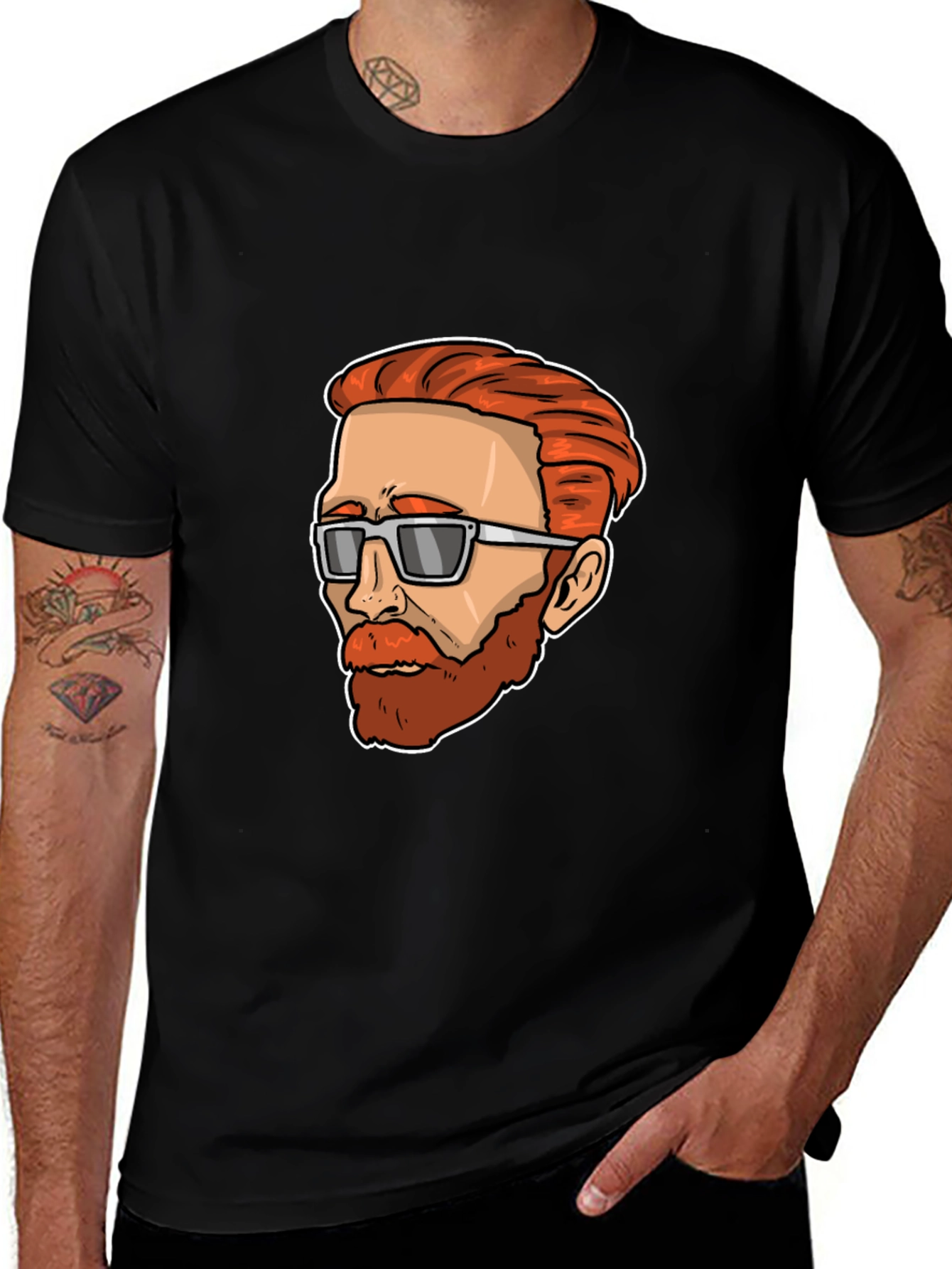 Cool Cartoon Van Gogh Black Tee