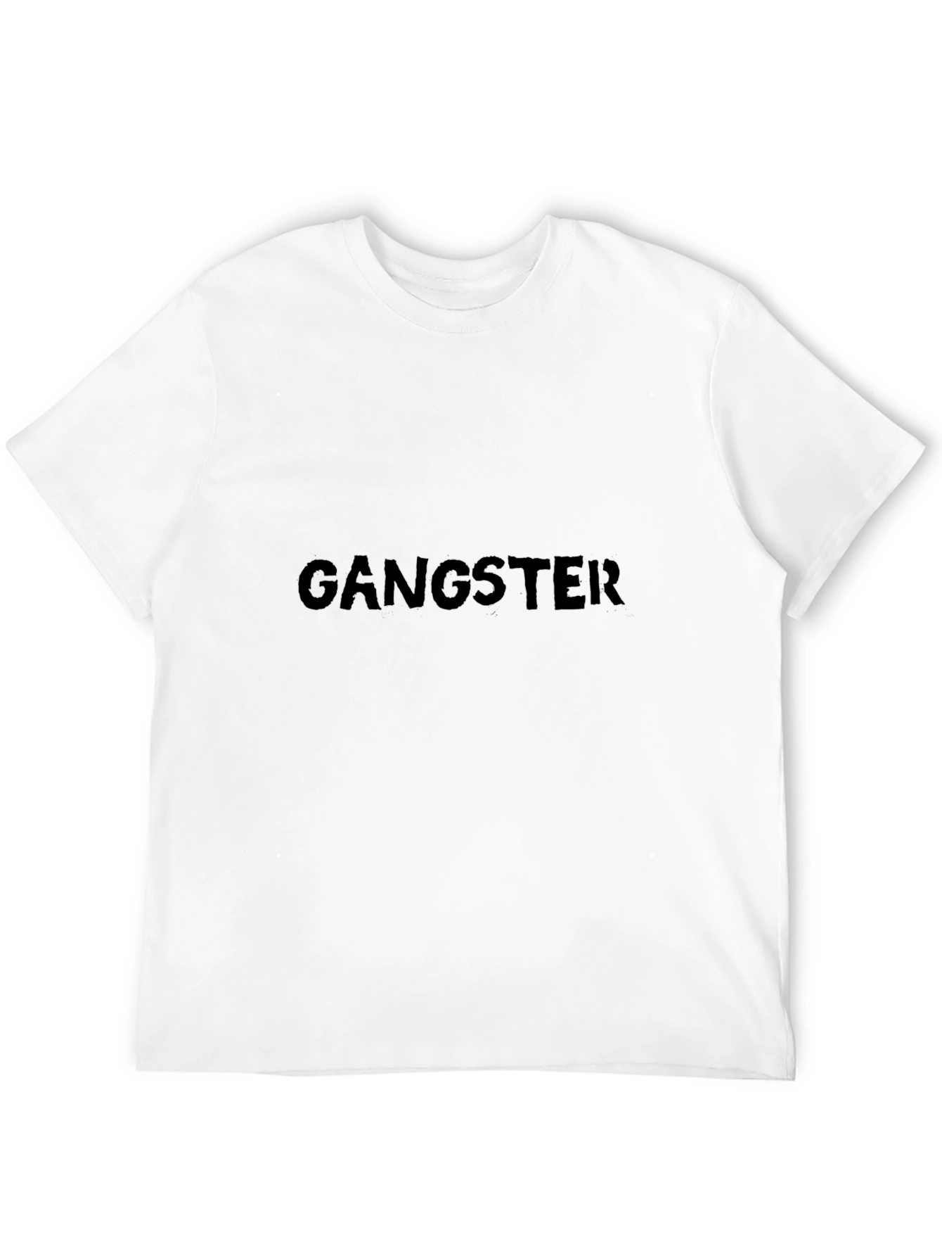 Gangster Print Black Cotton T-Shirt
