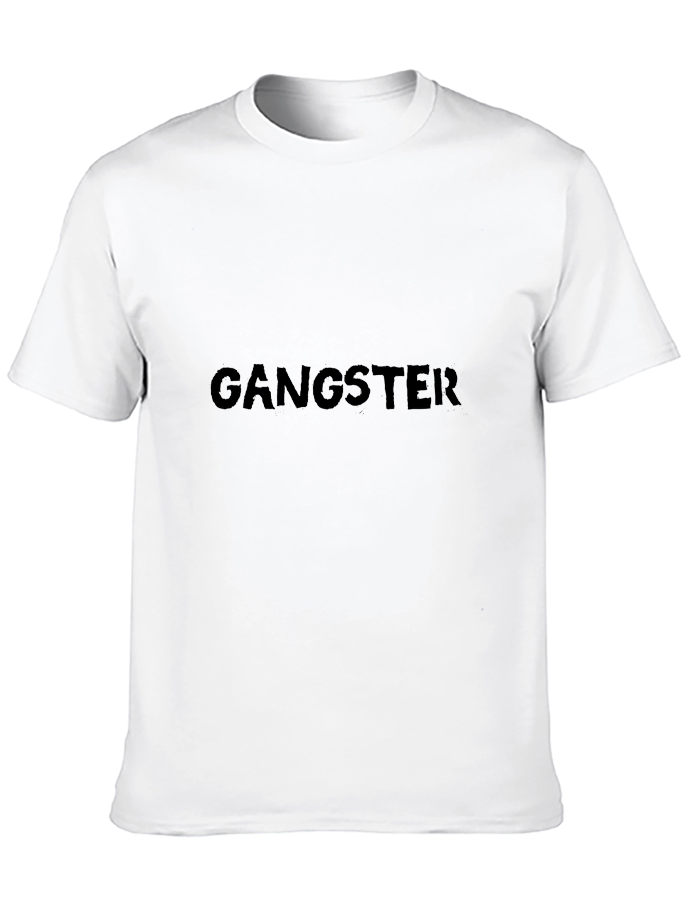 Gangster Print Black Cotton T-Shirt