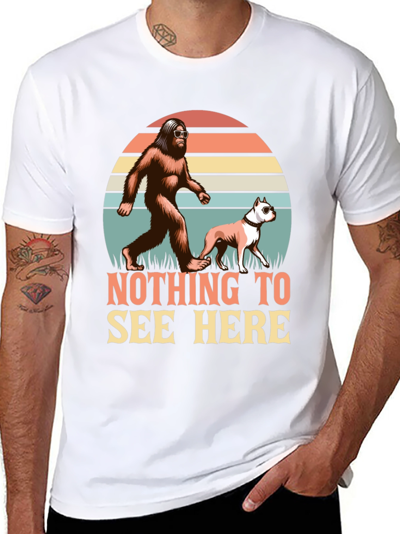 Nothing to See Here Bigfoot & Dog Graphic Tee