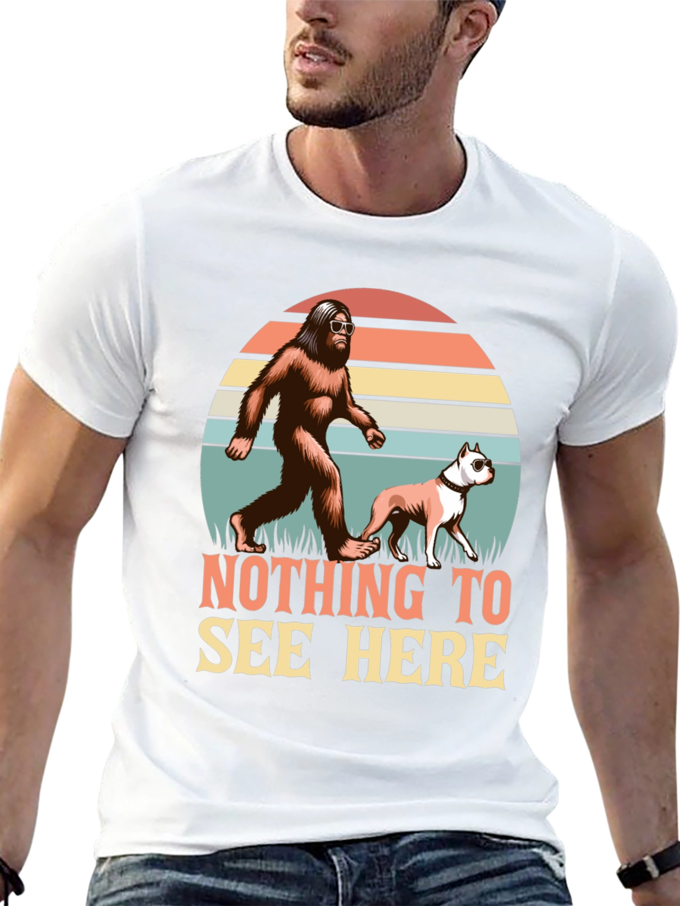 Nothing to See Here Bigfoot & Dog Graphic Tee
