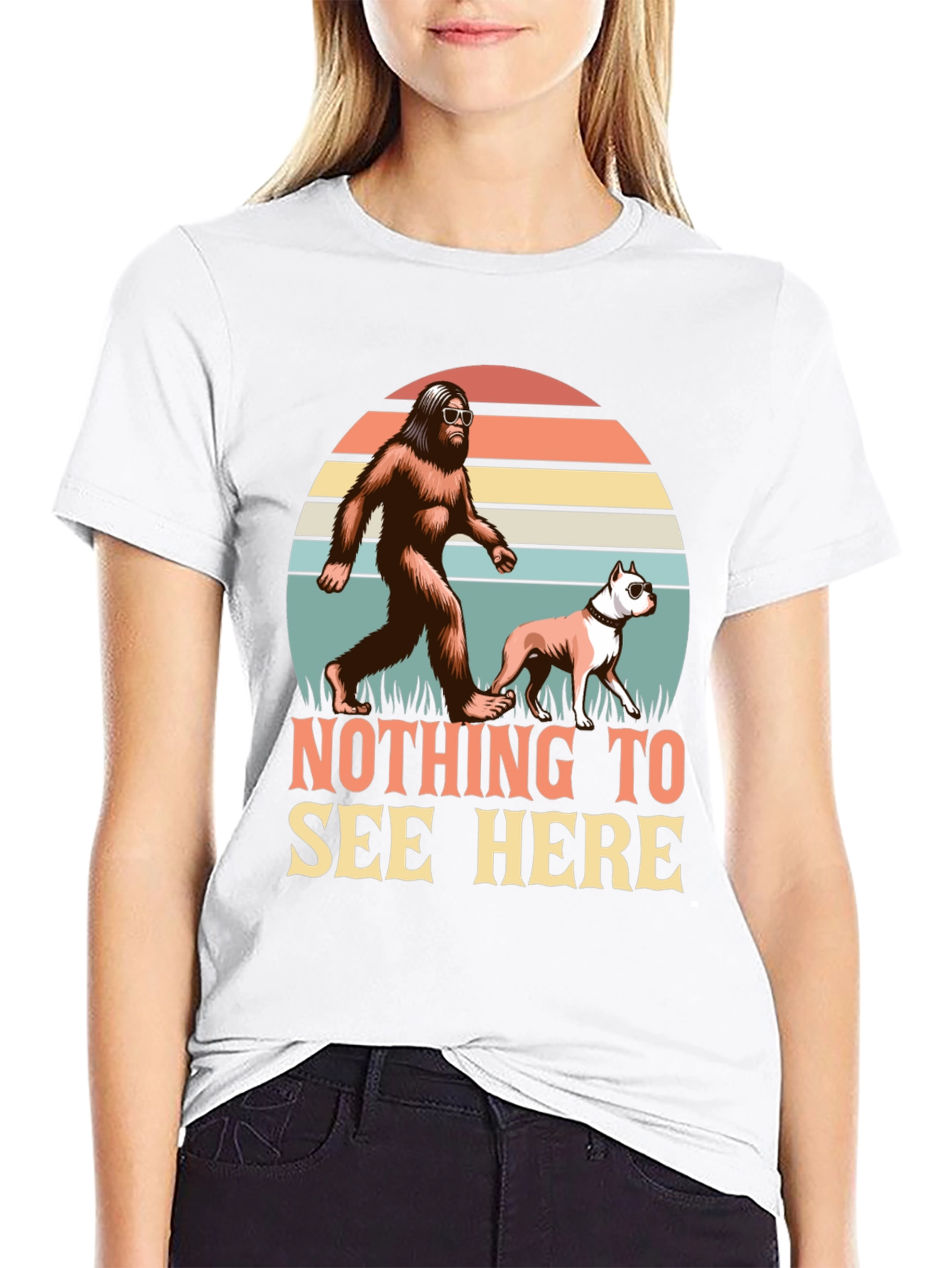 Nothing to See Here Bigfoot & Dog Graphic Tee