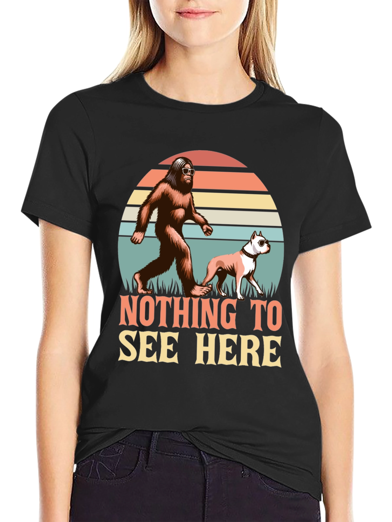 Nothing to See Here Bigfoot & Dog Graphic Tee