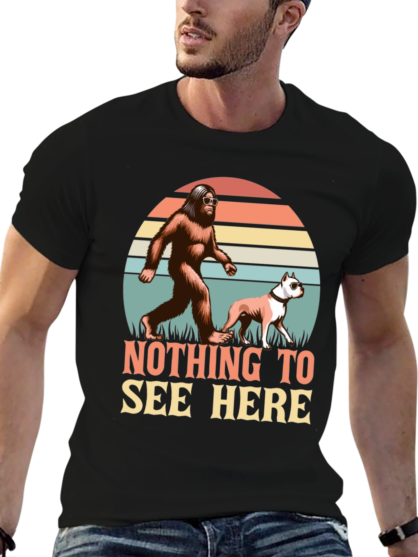 Nothing to See Here Bigfoot & Dog Graphic Tee