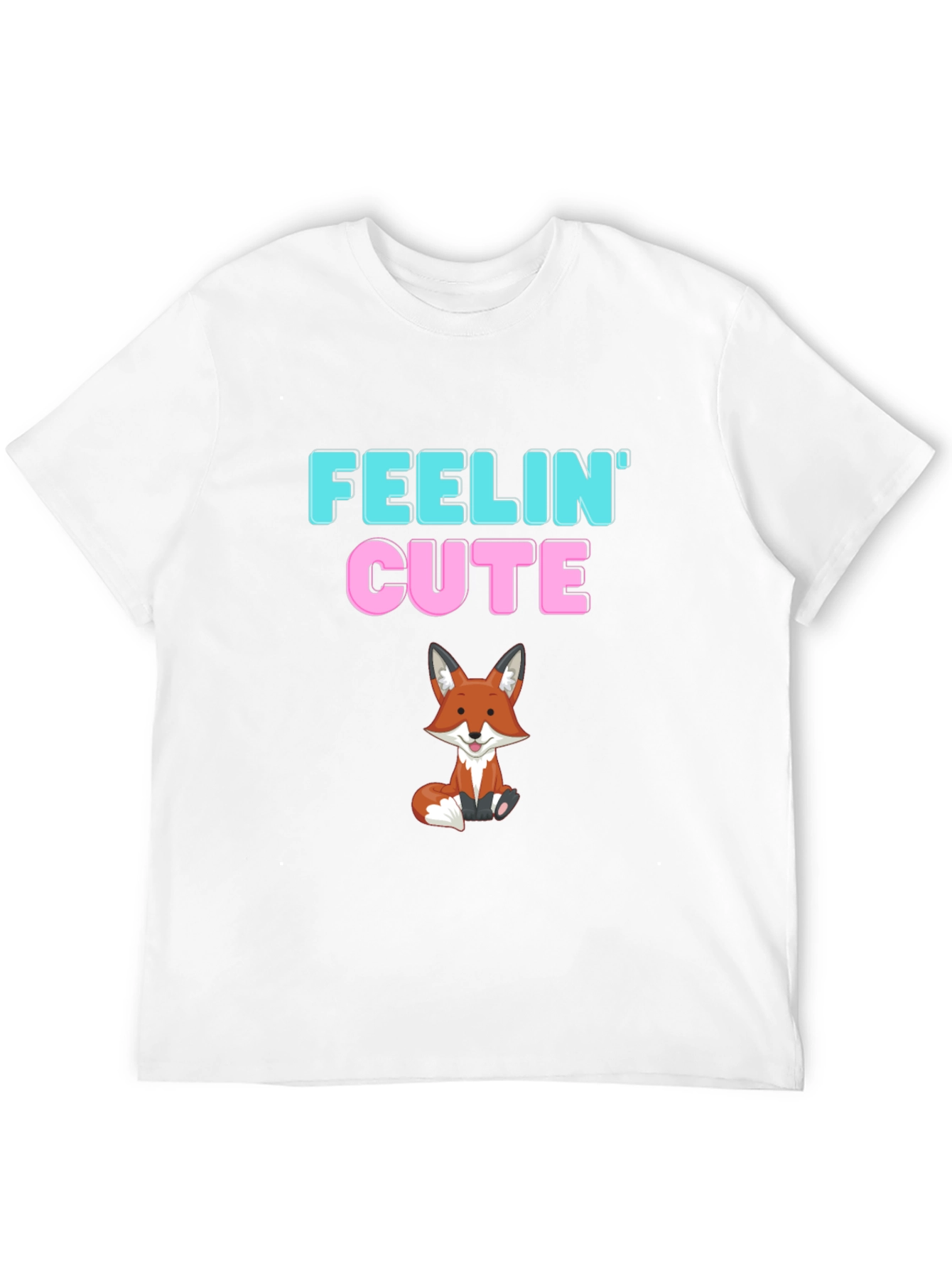 Feelin Cute Fox Graphic T-Shirt - Black