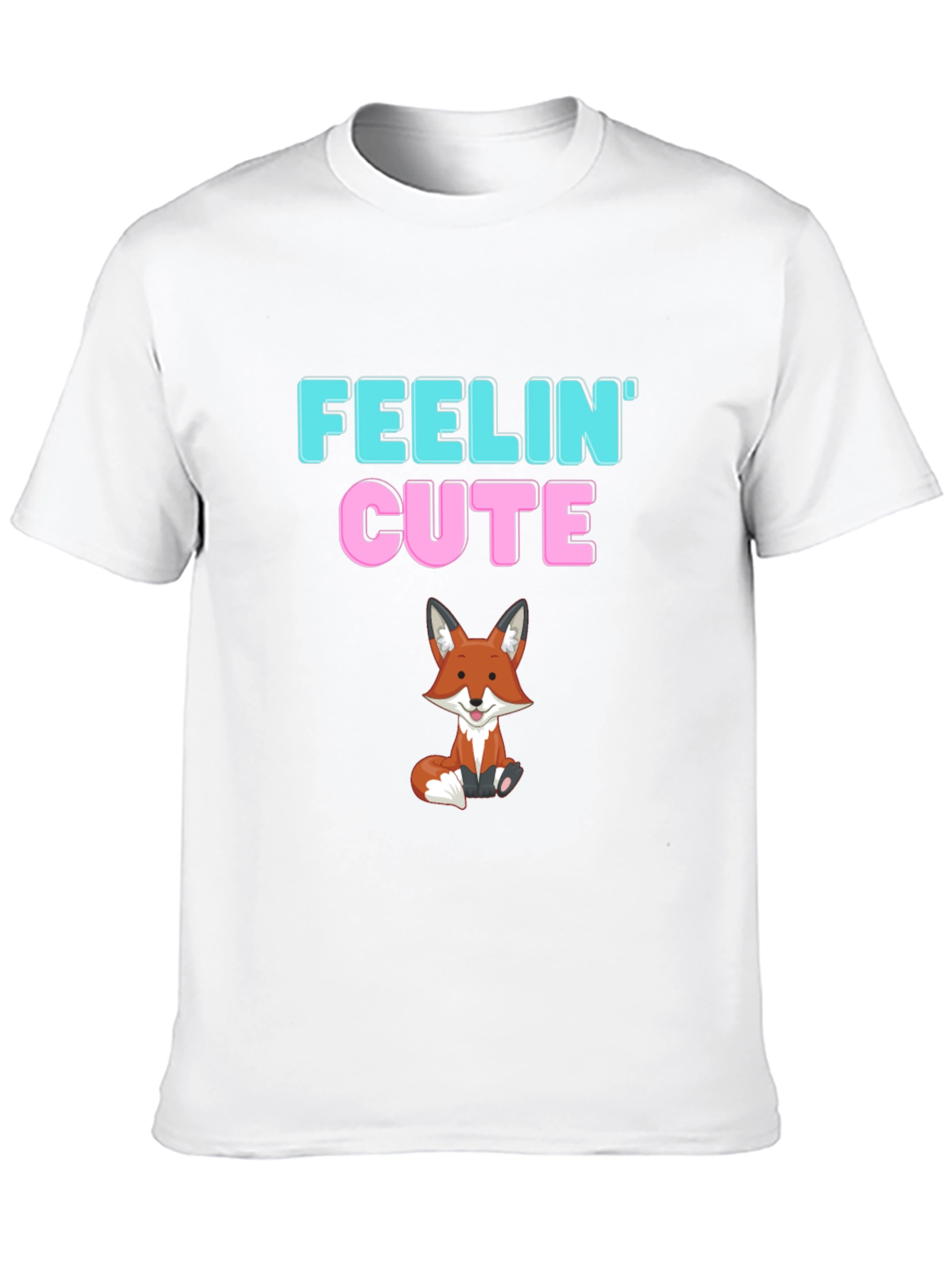 Feelin Cute Fox Graphic T-Shirt - Black