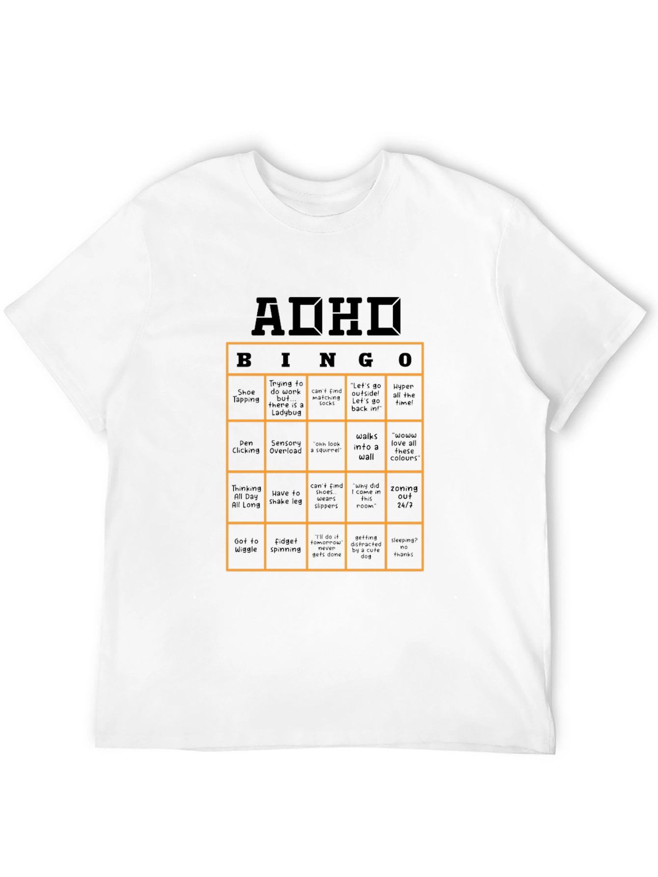 ADHD Bingo T-Shirt Novelty Graphic Tee