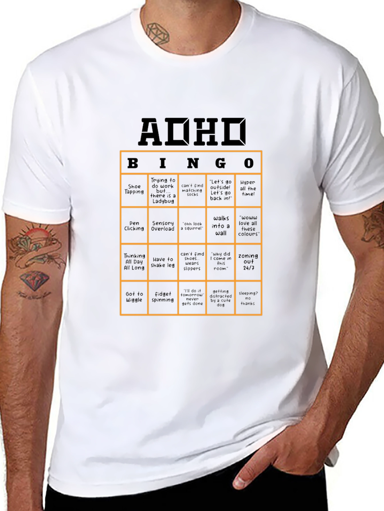 ADHD Bingo T-Shirt Novelty Graphic Tee