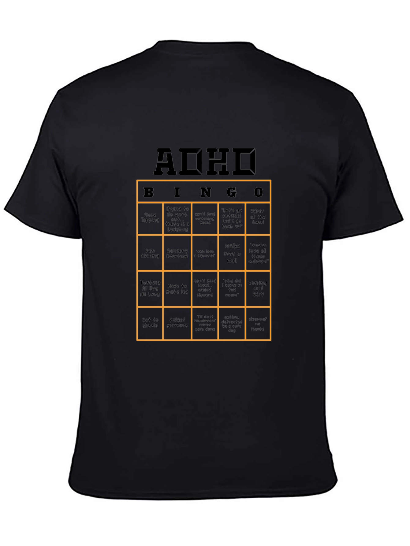 ADHD Bingo T-Shirt Novelty Graphic Tee