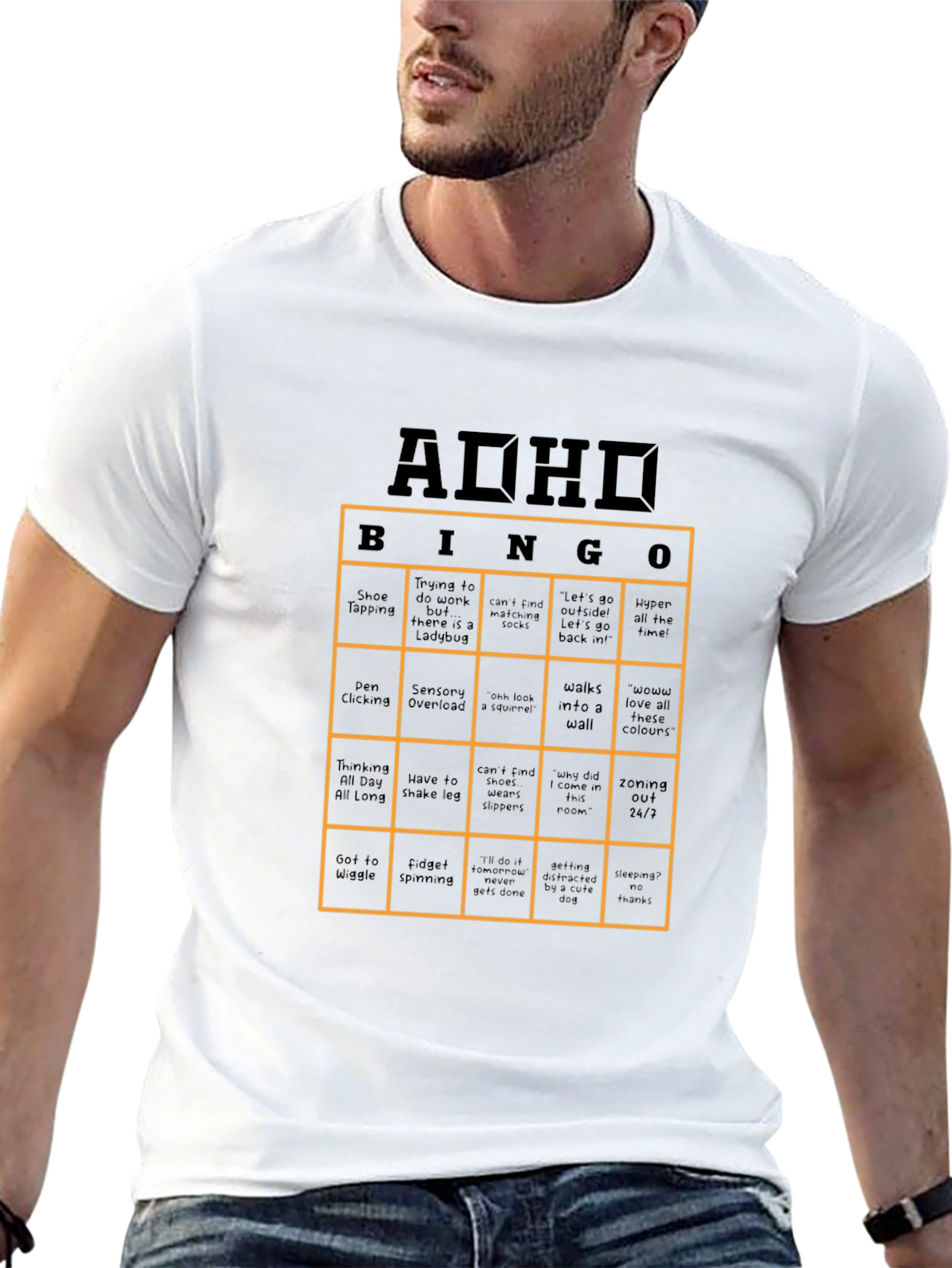 ADHD Bingo T-Shirt Novelty Graphic Tee