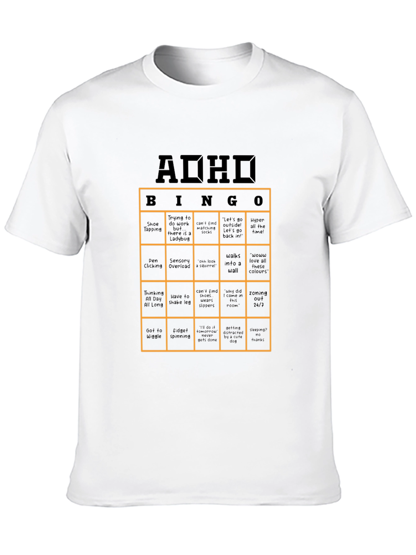 ADHD Bingo T-Shirt Novelty Graphic Tee
