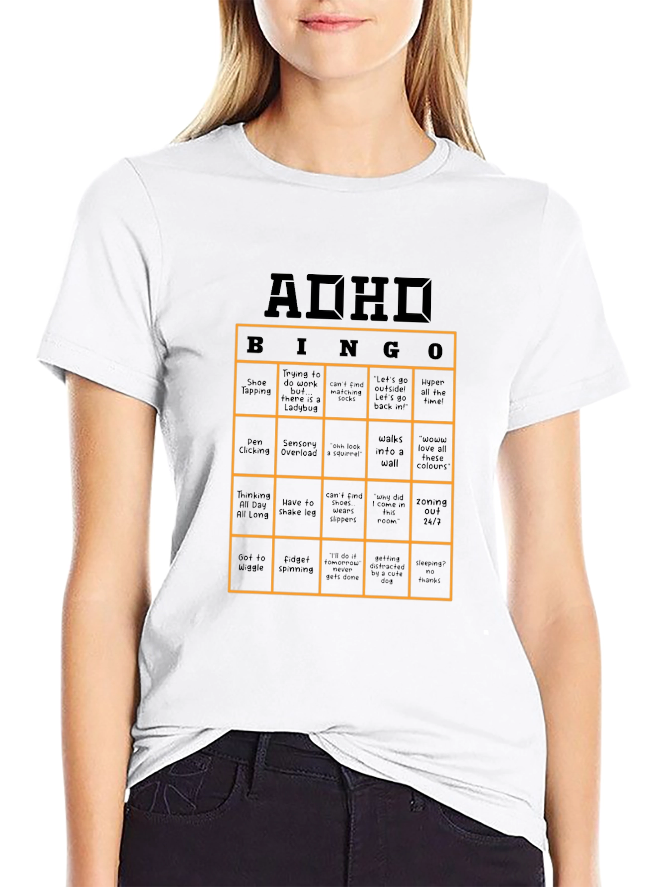 ADHD Bingo T-Shirt Novelty Graphic Tee