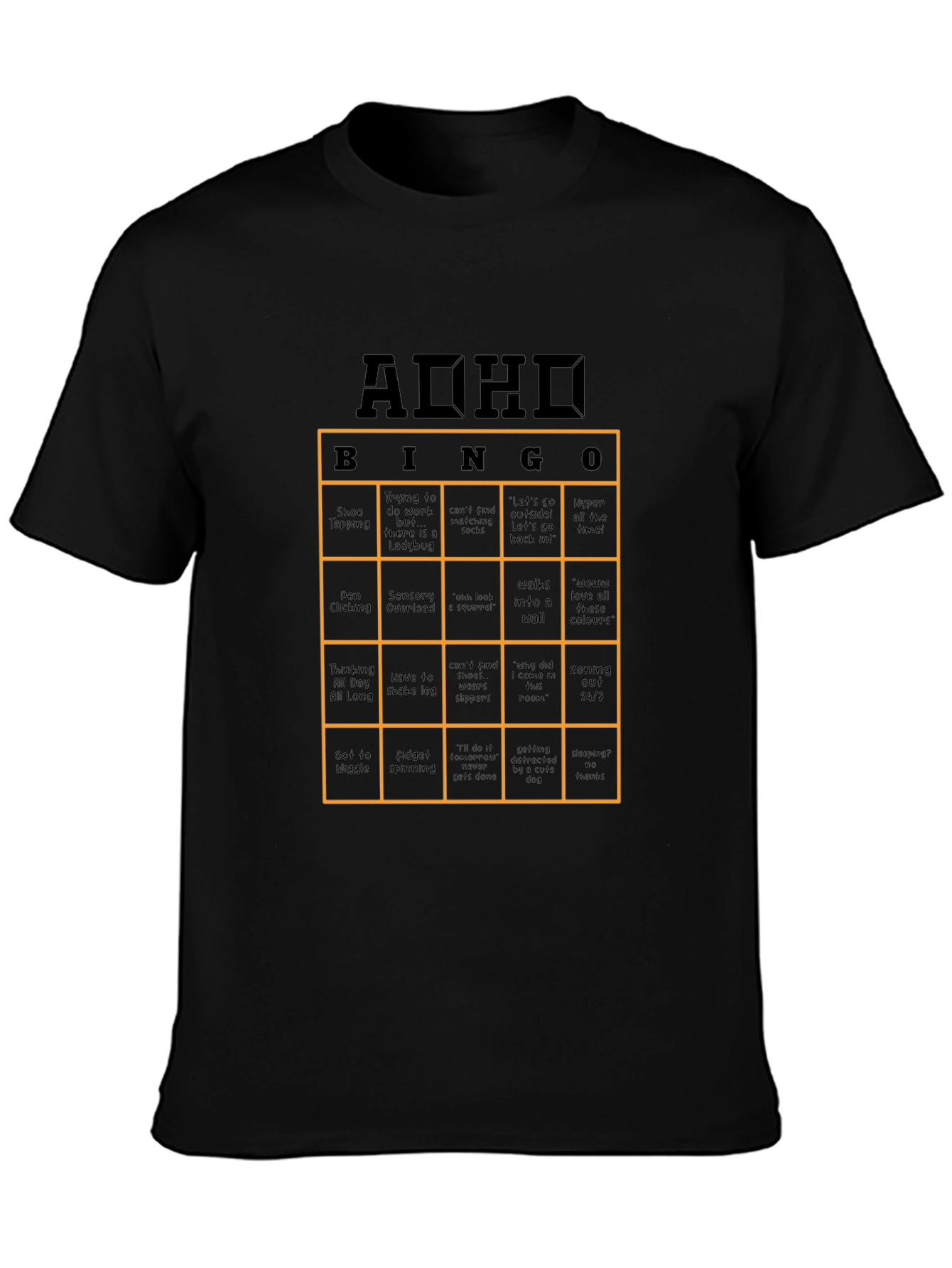 ADHD Bingo T-Shirt Novelty Graphic Tee