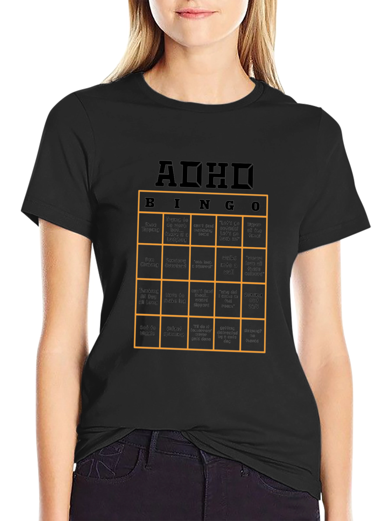 ADHD Bingo T-Shirt Novelty Graphic Tee