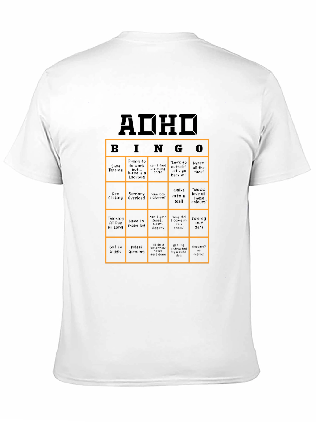 ADHD Bingo T-Shirt Novelty Graphic Tee