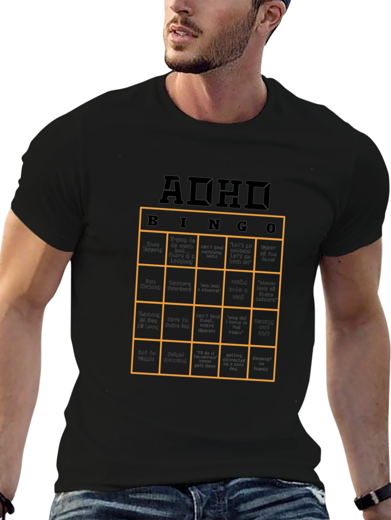 ADHD Bingo T-Shirt Novelty Graphic Tee