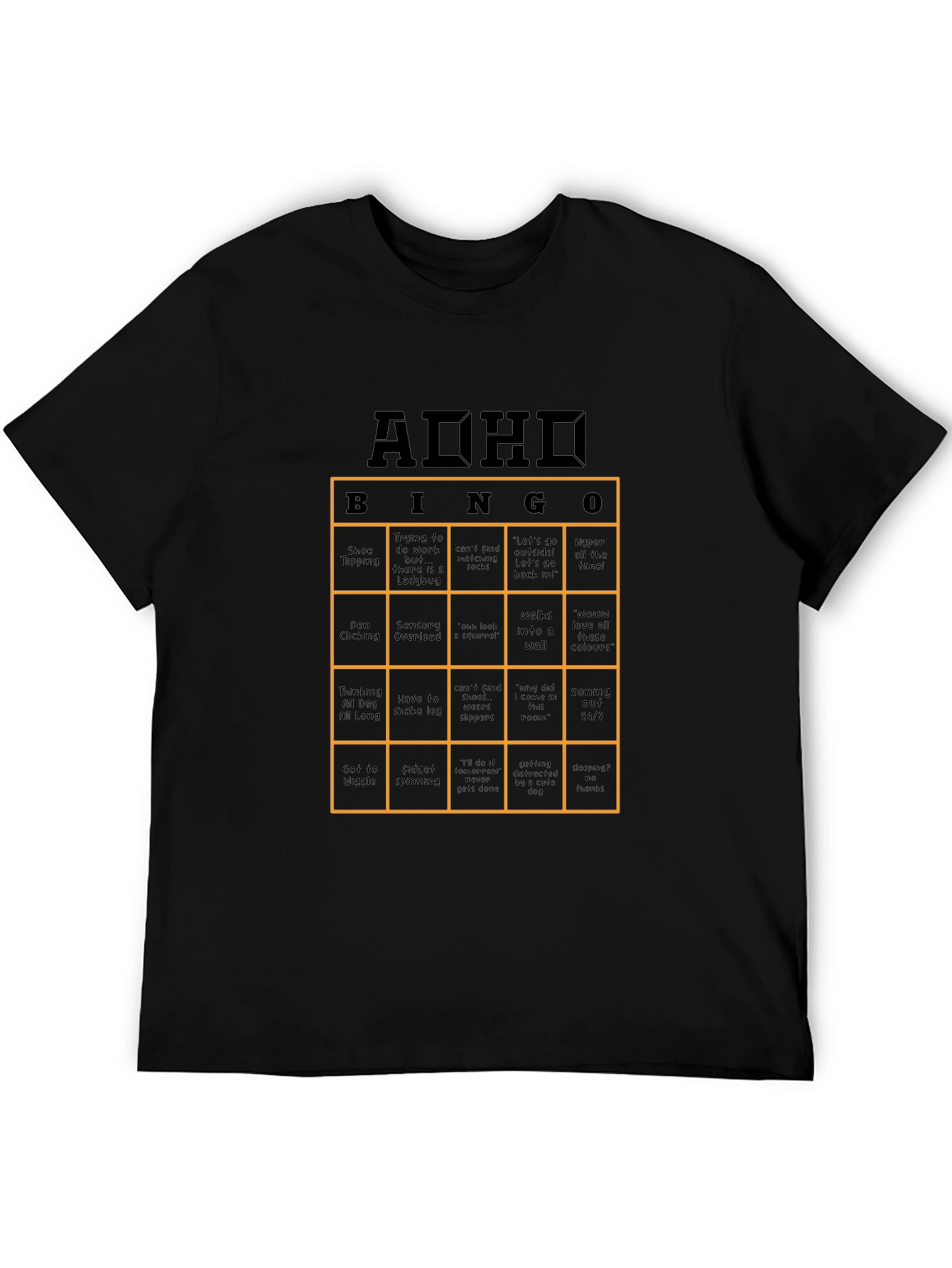 ADHD Bingo T-Shirt Novelty Graphic Tee