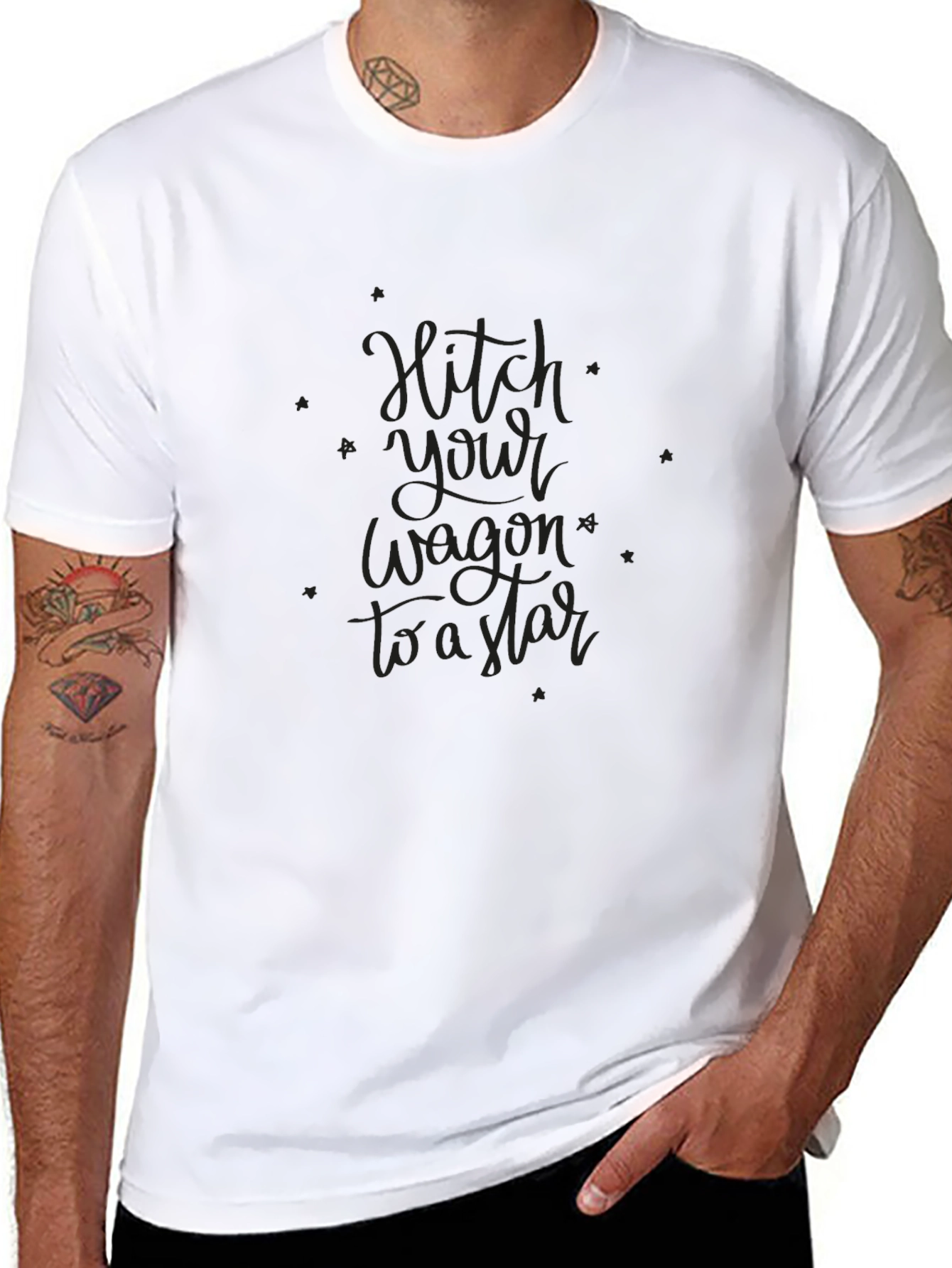 Hitch Your Wagon to a Star Black T-Shirt