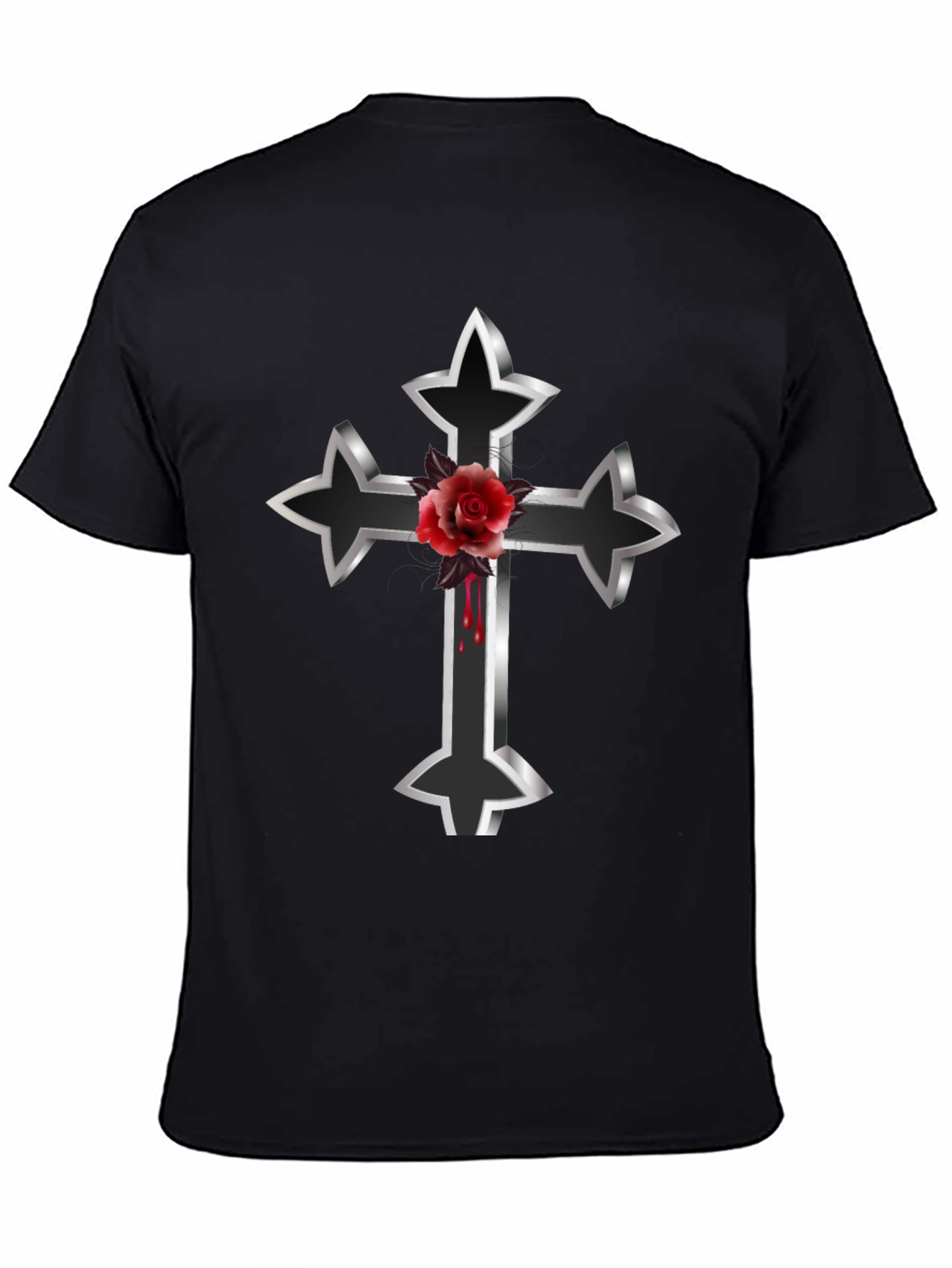Gothic Cross & Rose Graphic Tee
