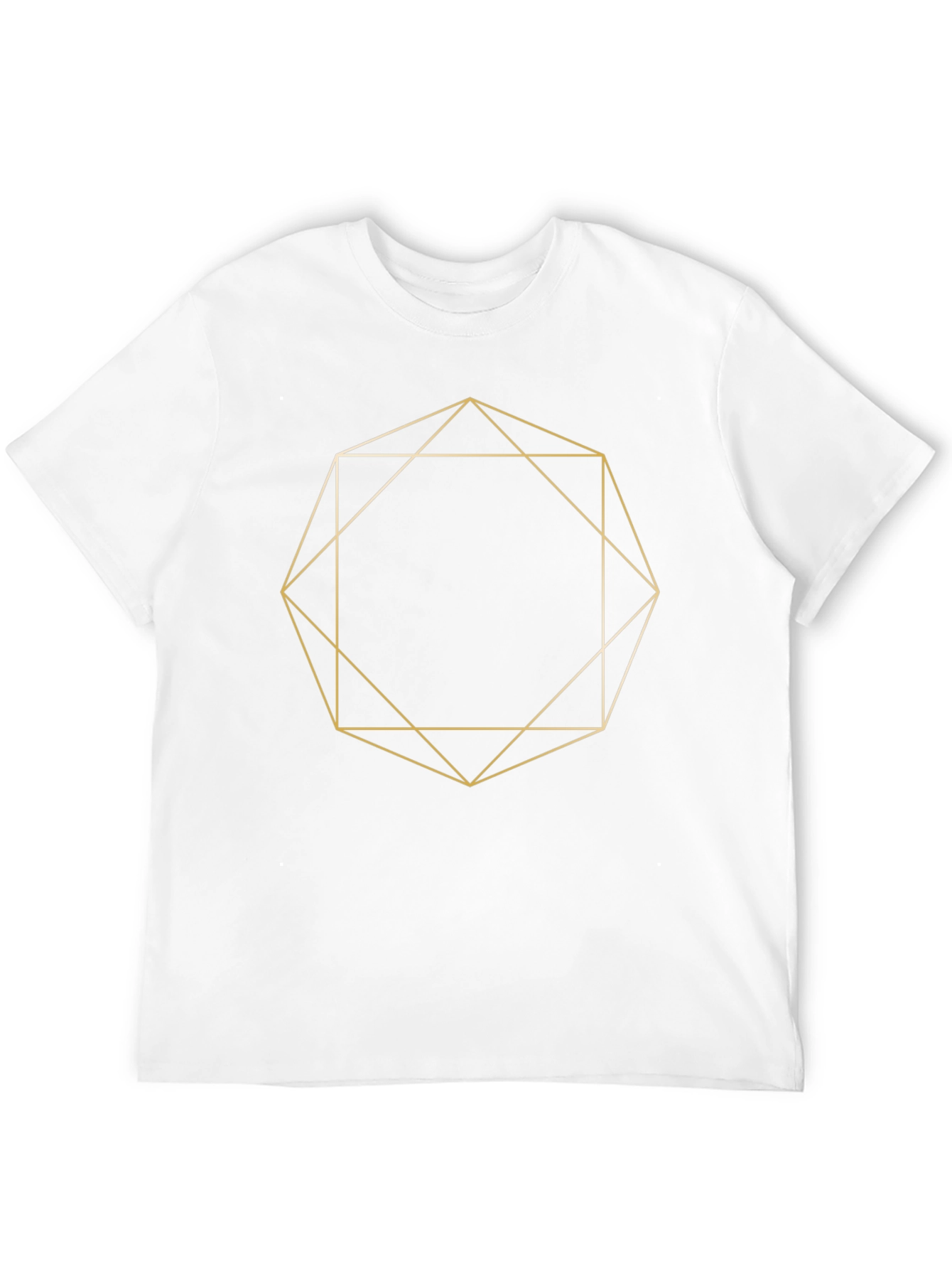 Geometric Gold Line Art Black T-Shirt