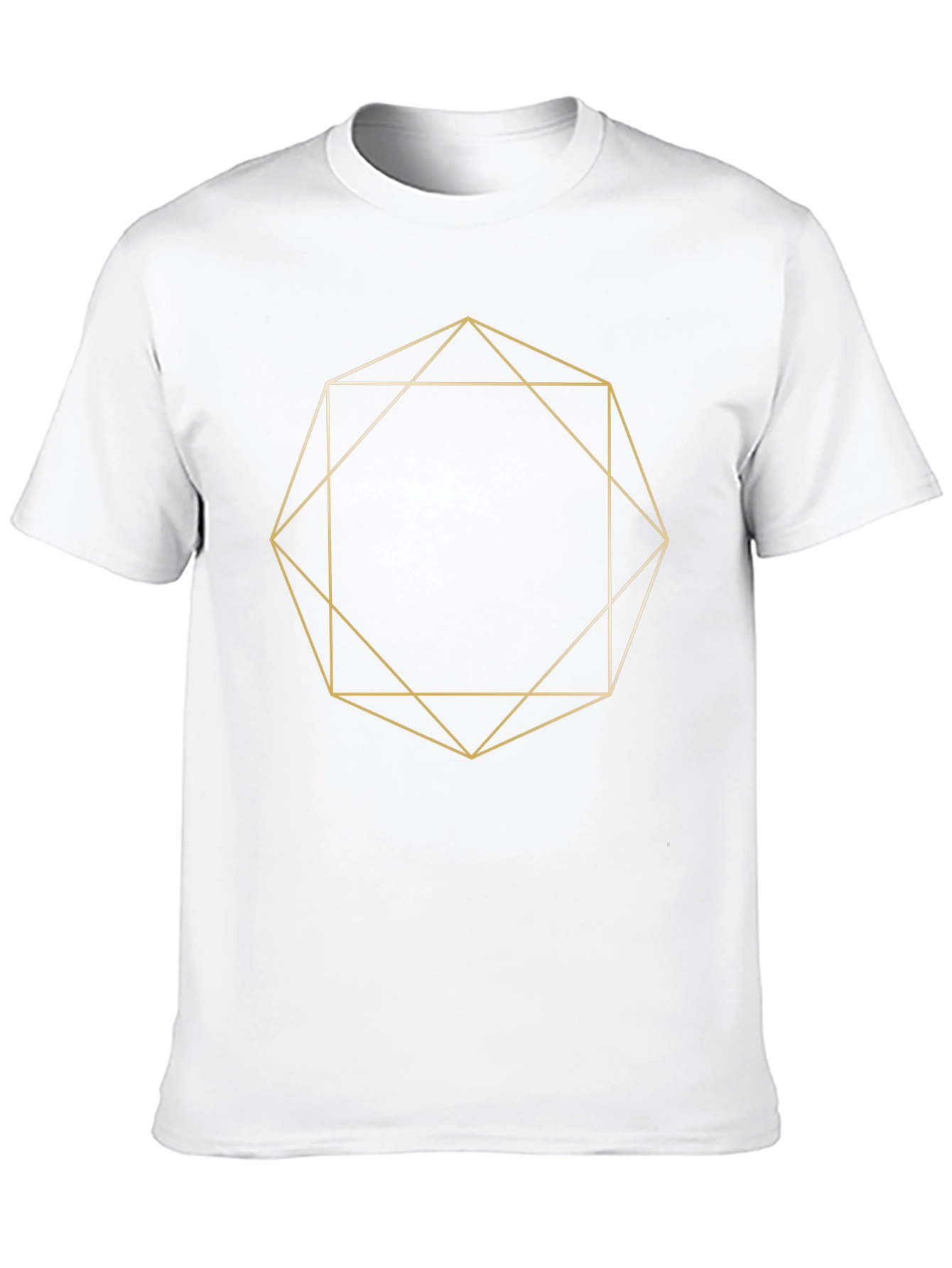 Geometric Gold Line Art Black T-Shirt