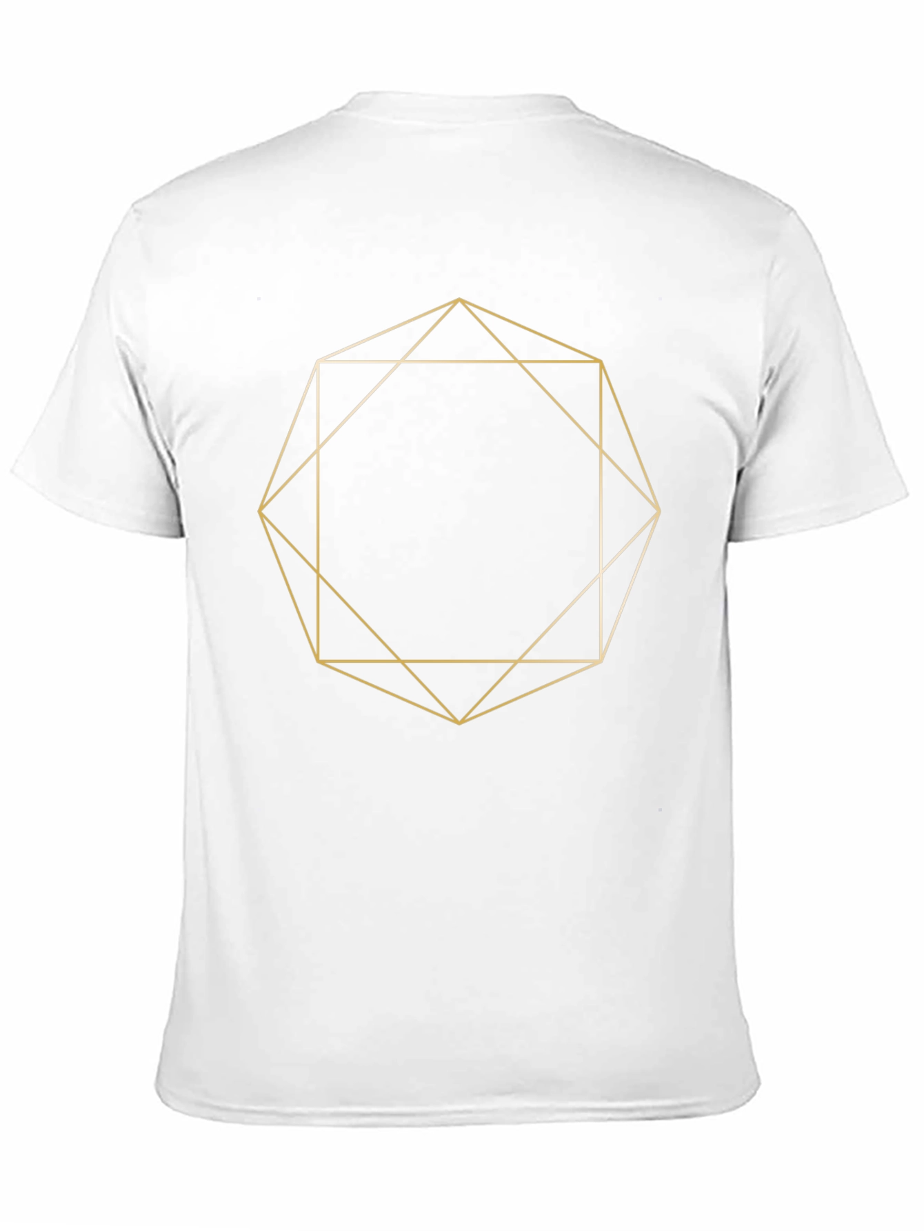 Geometric Gold Line Art Black T-Shirt