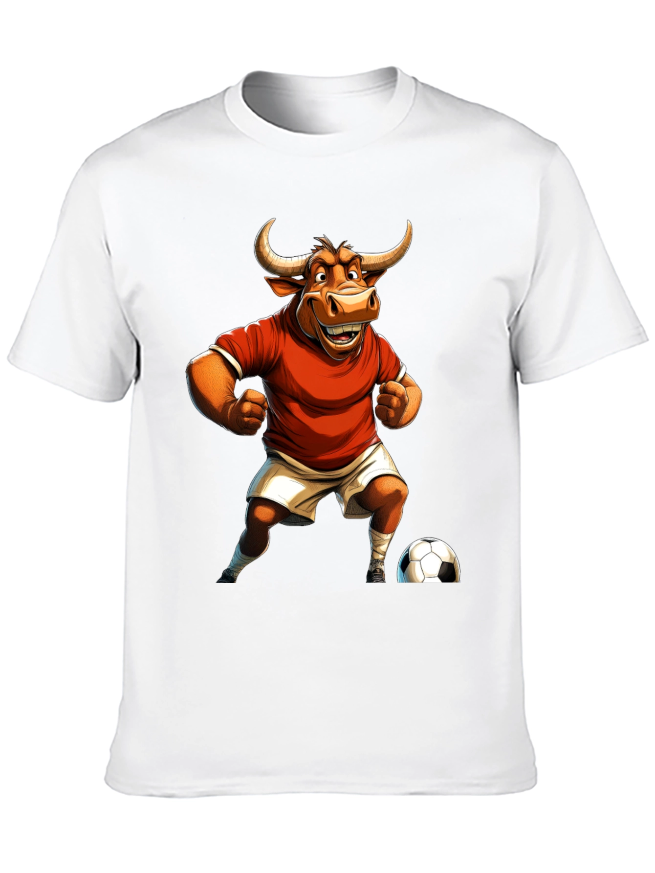 Bull Soccer Player Graphic Tee - Black
