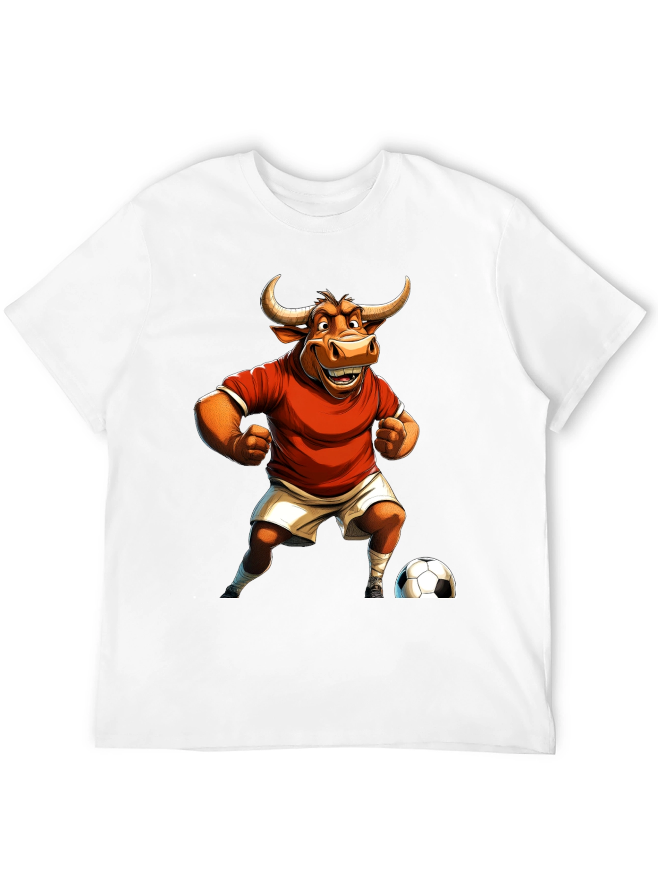 Bull Soccer Player Graphic Tee - Black