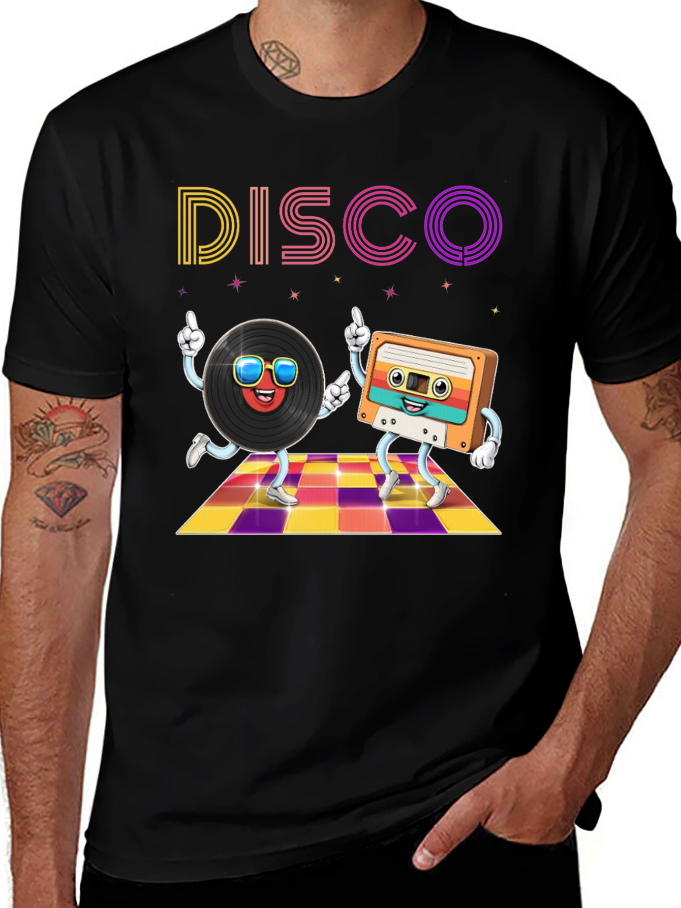 Disco Record & Cassette Graphic Tee