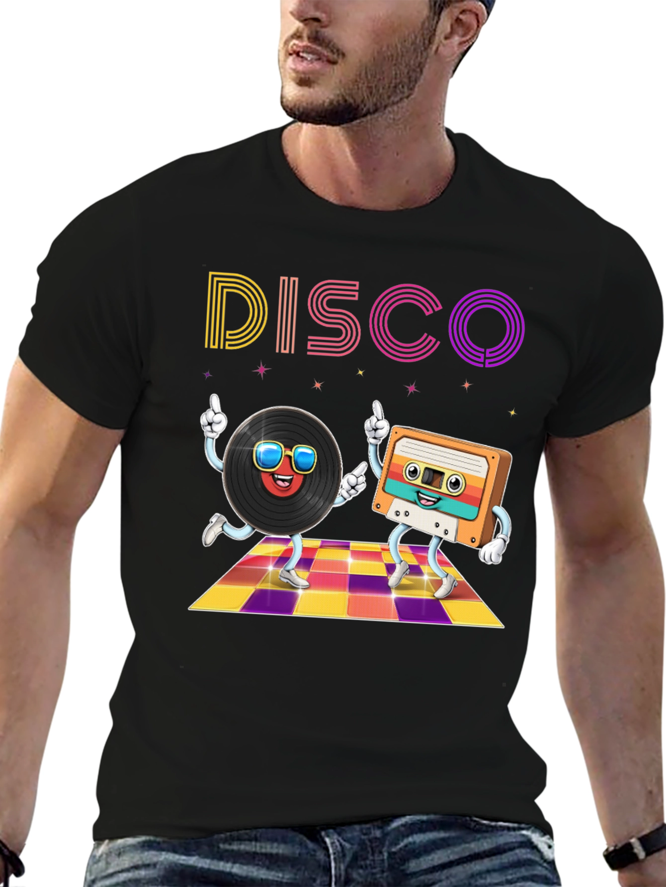 Disco Record & Cassette Graphic Tee