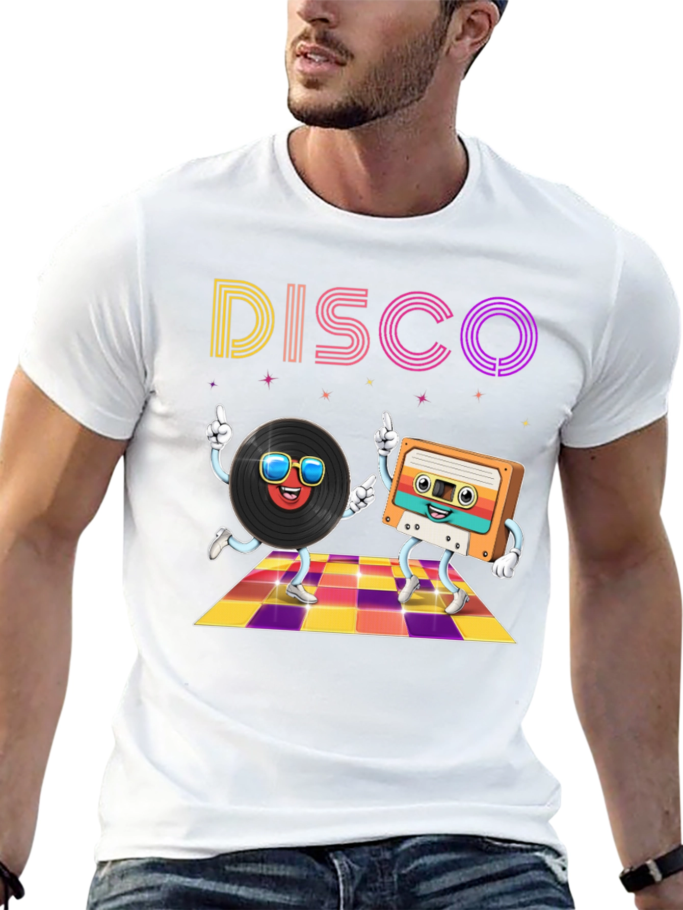 Disco Record & Cassette Graphic Tee