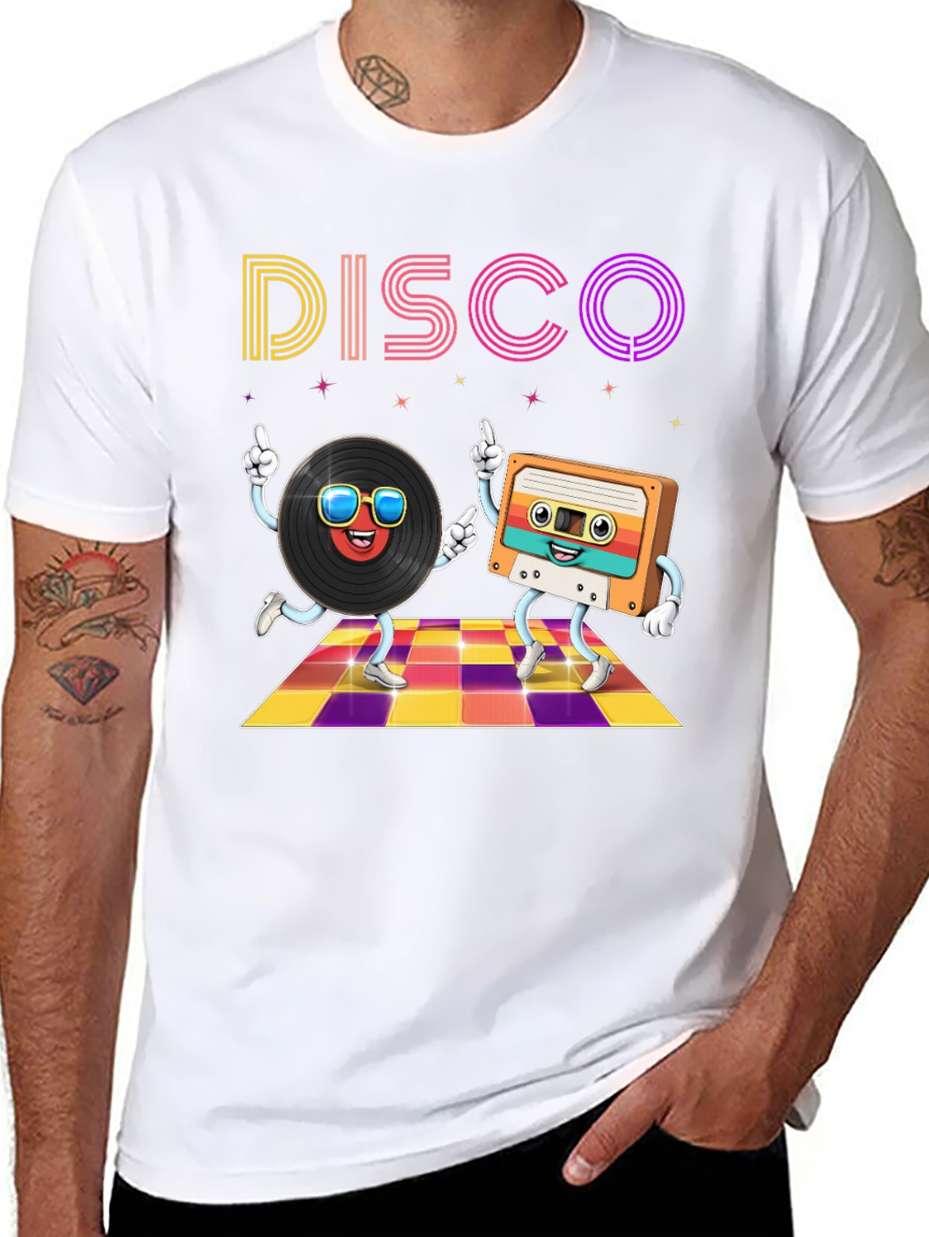 Disco Record & Cassette Graphic Tee