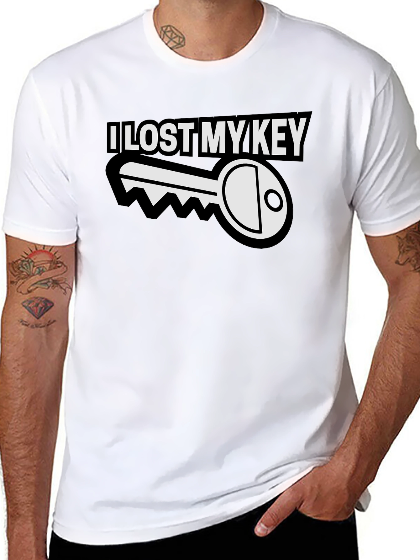 I Lost My Key Funny Graphic T-Shirt - Black